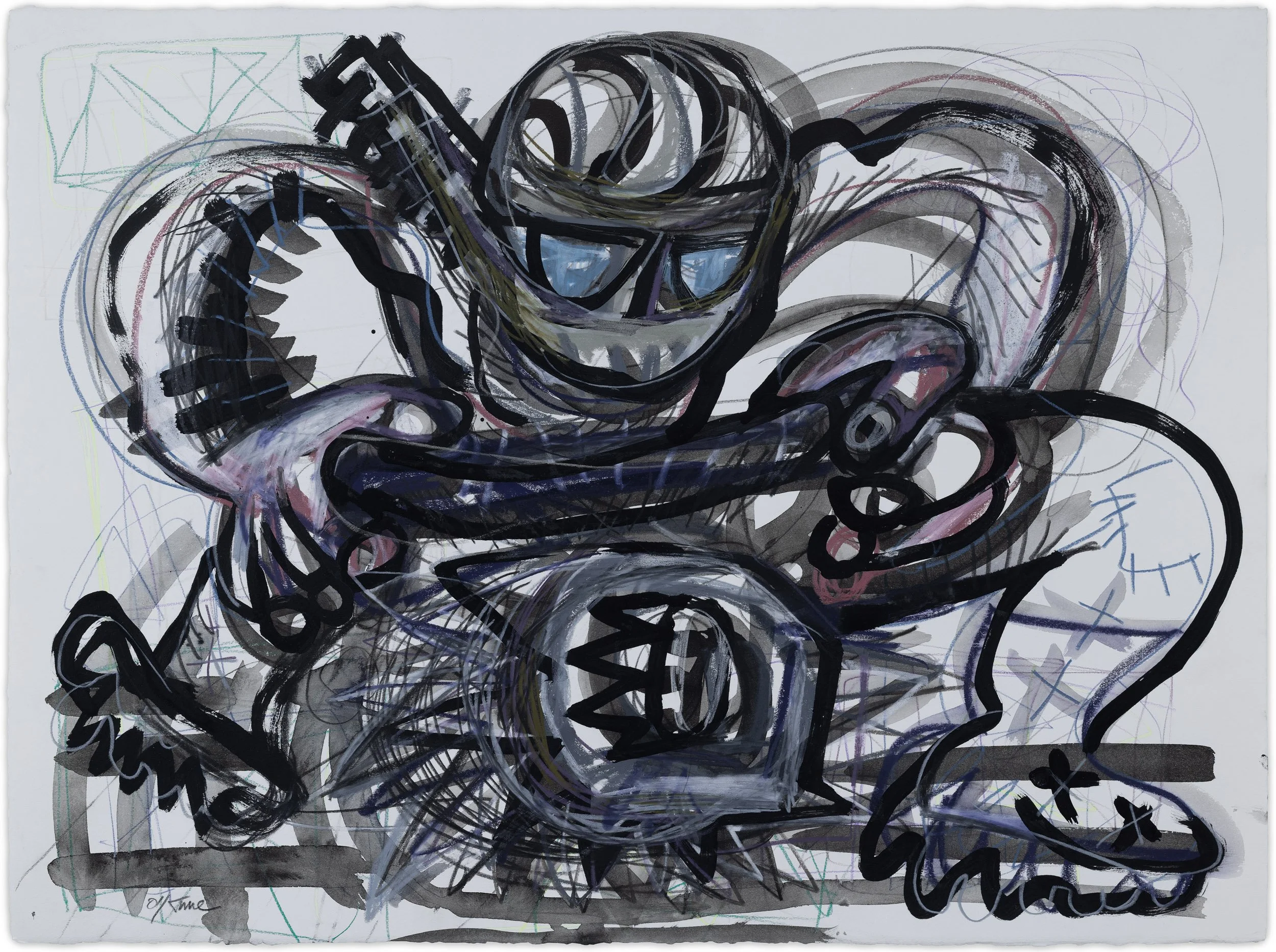  38th Street #4 , 2026 Ink, acrylic, colored pencil, and graphite on Arches Rives paper  22 x 30 inches