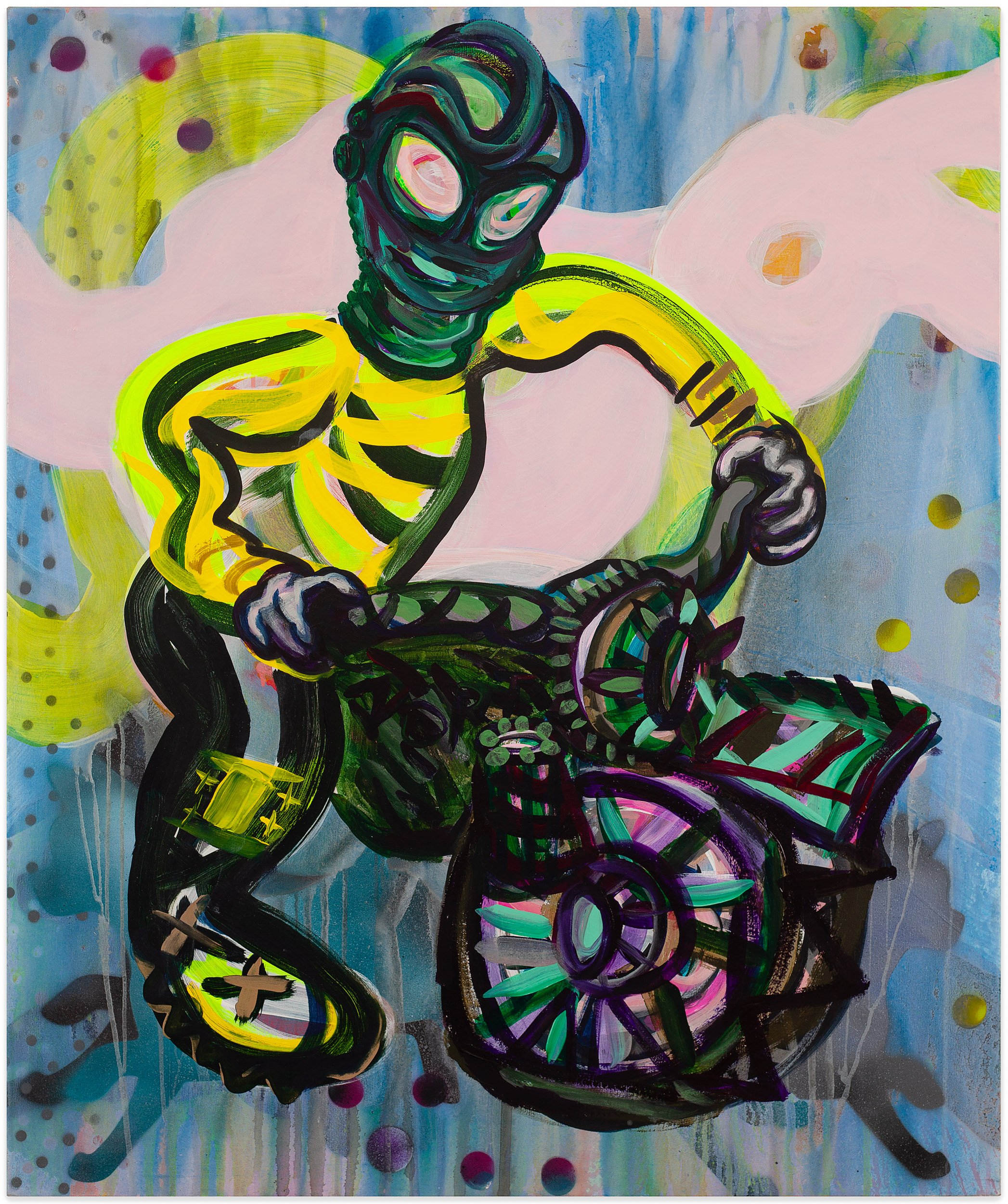  Influencer on 9th Ave , 2026 Acrylic and spray paint on canvas  48 x 40 inches