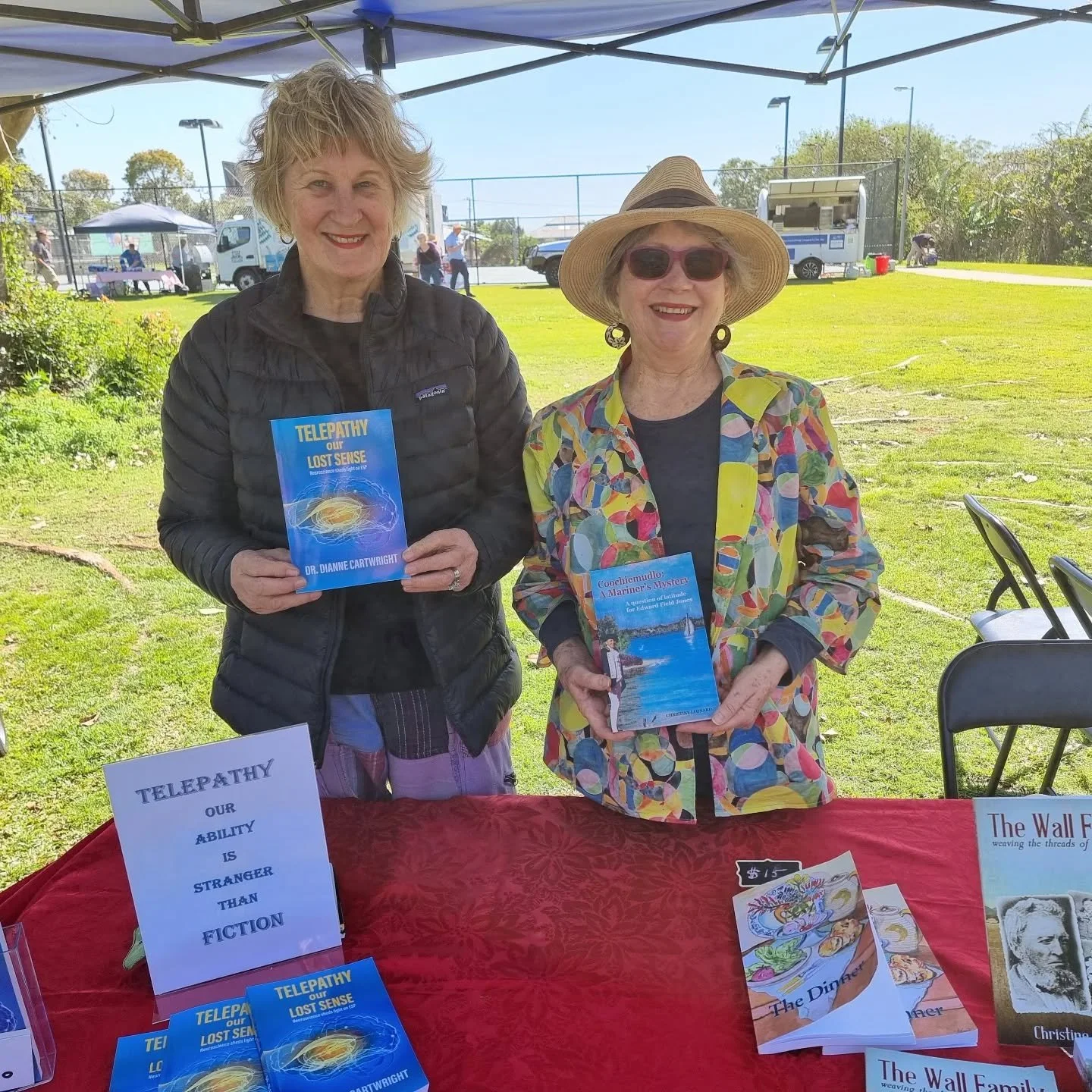 It was fun being sung to and  eating curry while selling books and watching Polynesian dancers with @drdiannecartwright. We shared a stall with @writersonwater at the multicultural festival on Russell Island. @suzsimandeville picked up a copy of the 