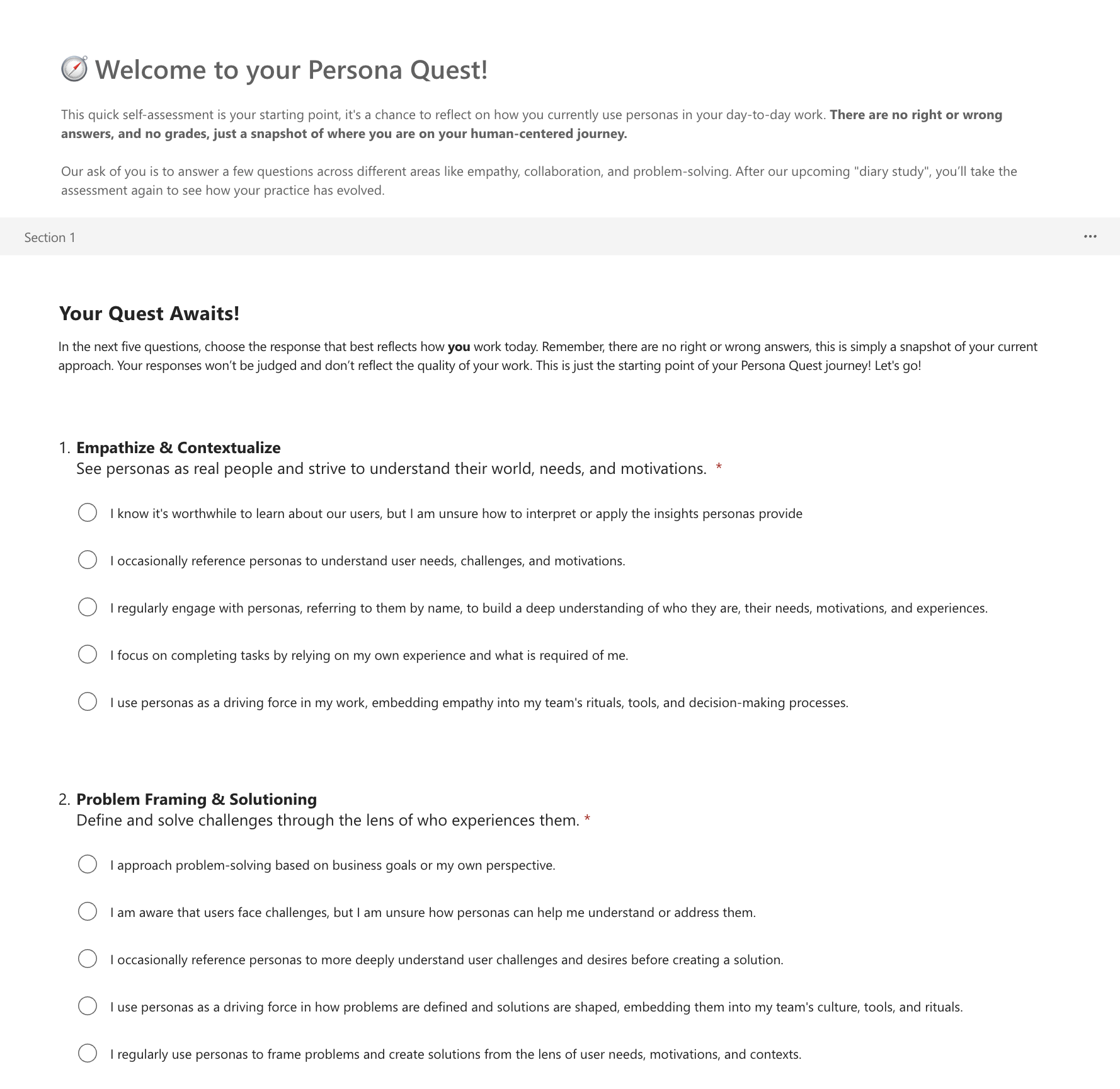 Persona Quest Survey