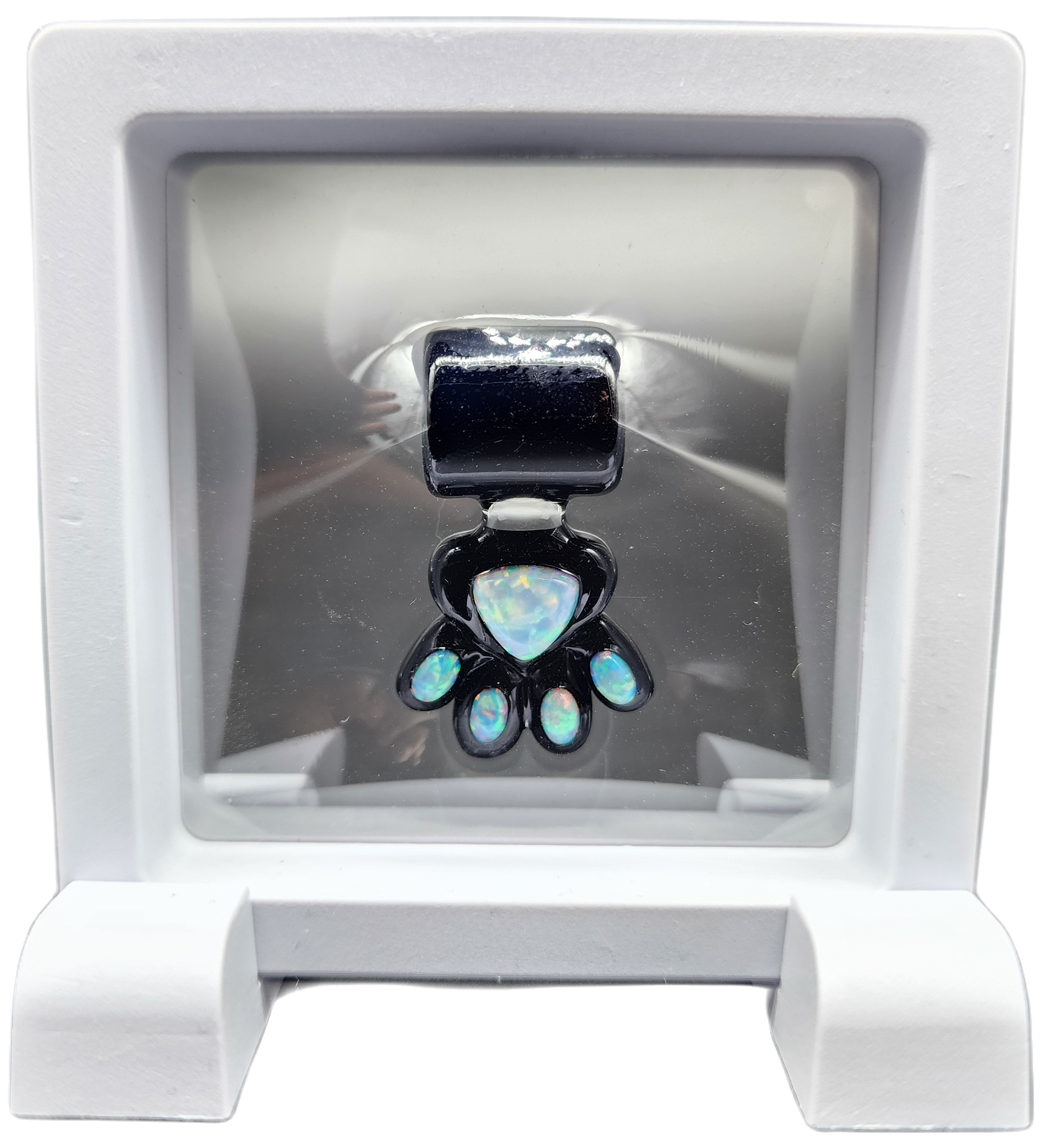 Black opal paw pendant