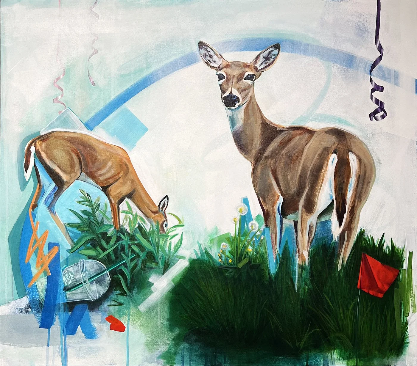 Urban Deer, acrylic on canvas, 28" x 32"