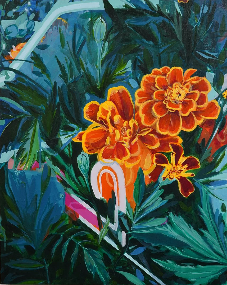 Trouble Connecting, acrylic on panel box frame, 20" x 16"