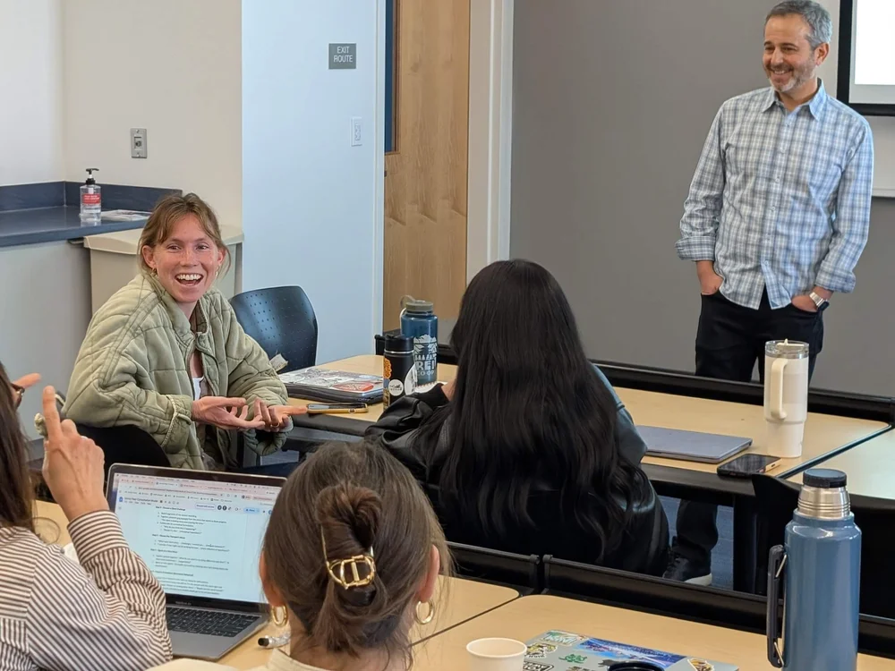 Sentio MFT students and an instructor in a classroom discussion