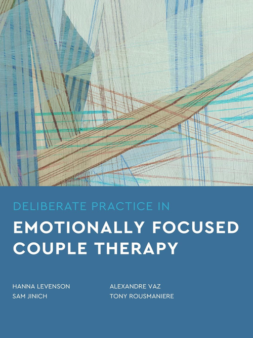 Book cover titled 'Deliberate Practice in Emotionally Focused Couple Therapy' with an abstract illustration of intersecting lines and geometric shapes in soft pastel colors.