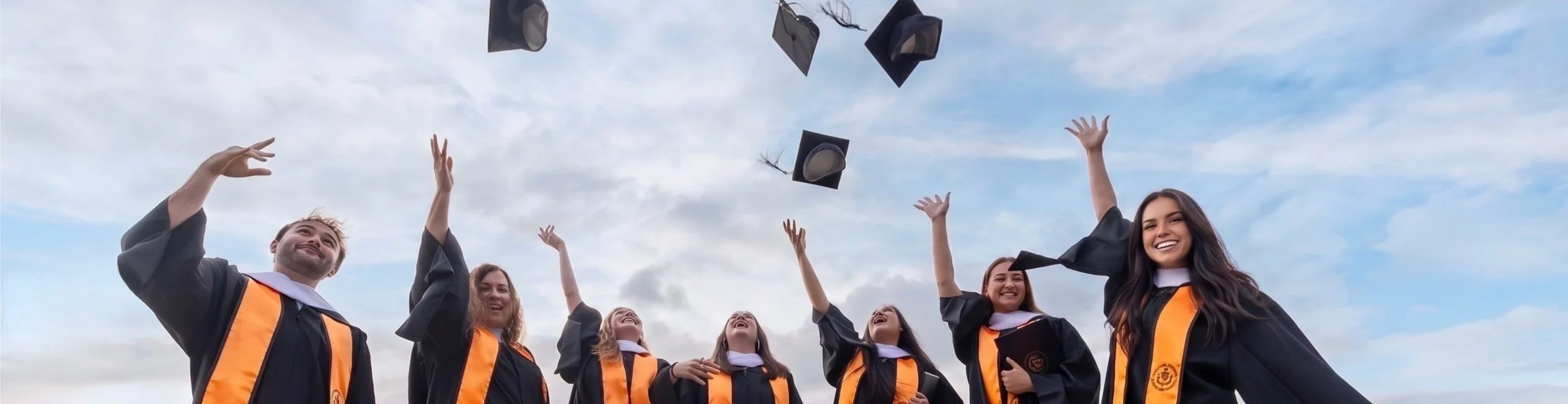 Sentio MFT program graduates tossing their caps at the 2026 commencement