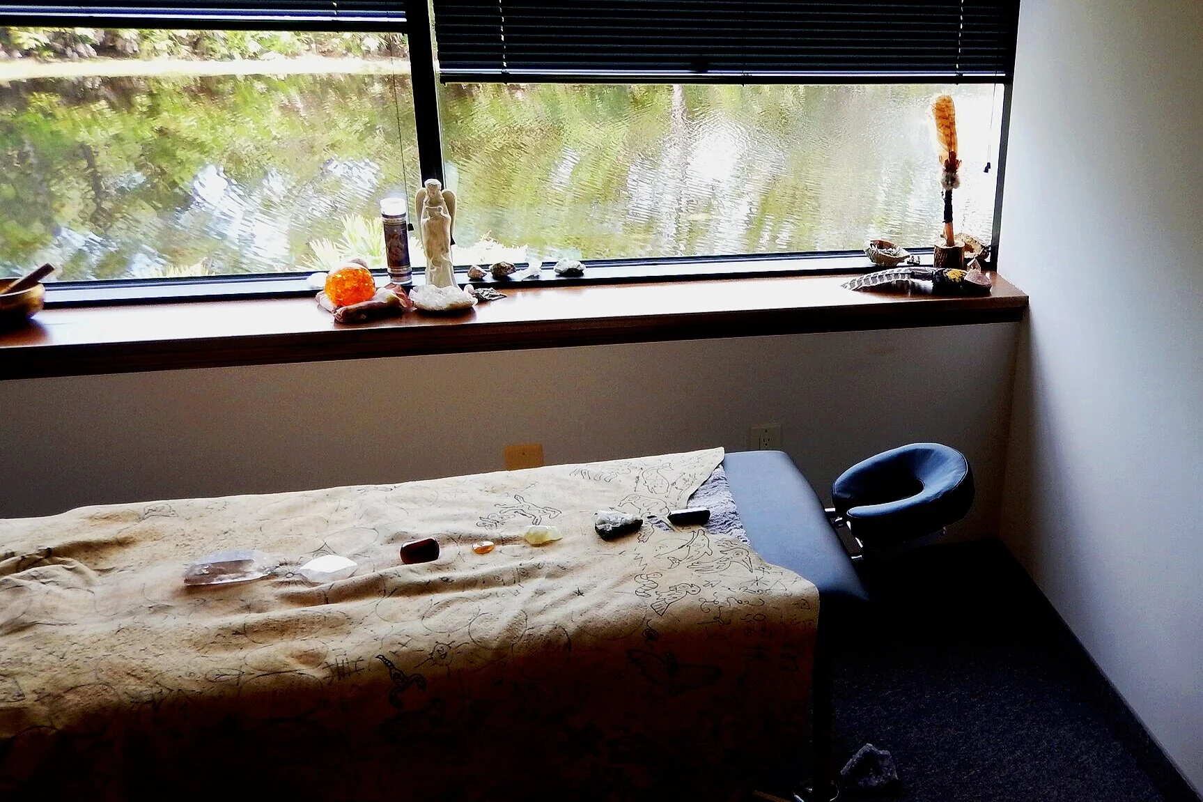 Reiki table prepared for a transformational healing session