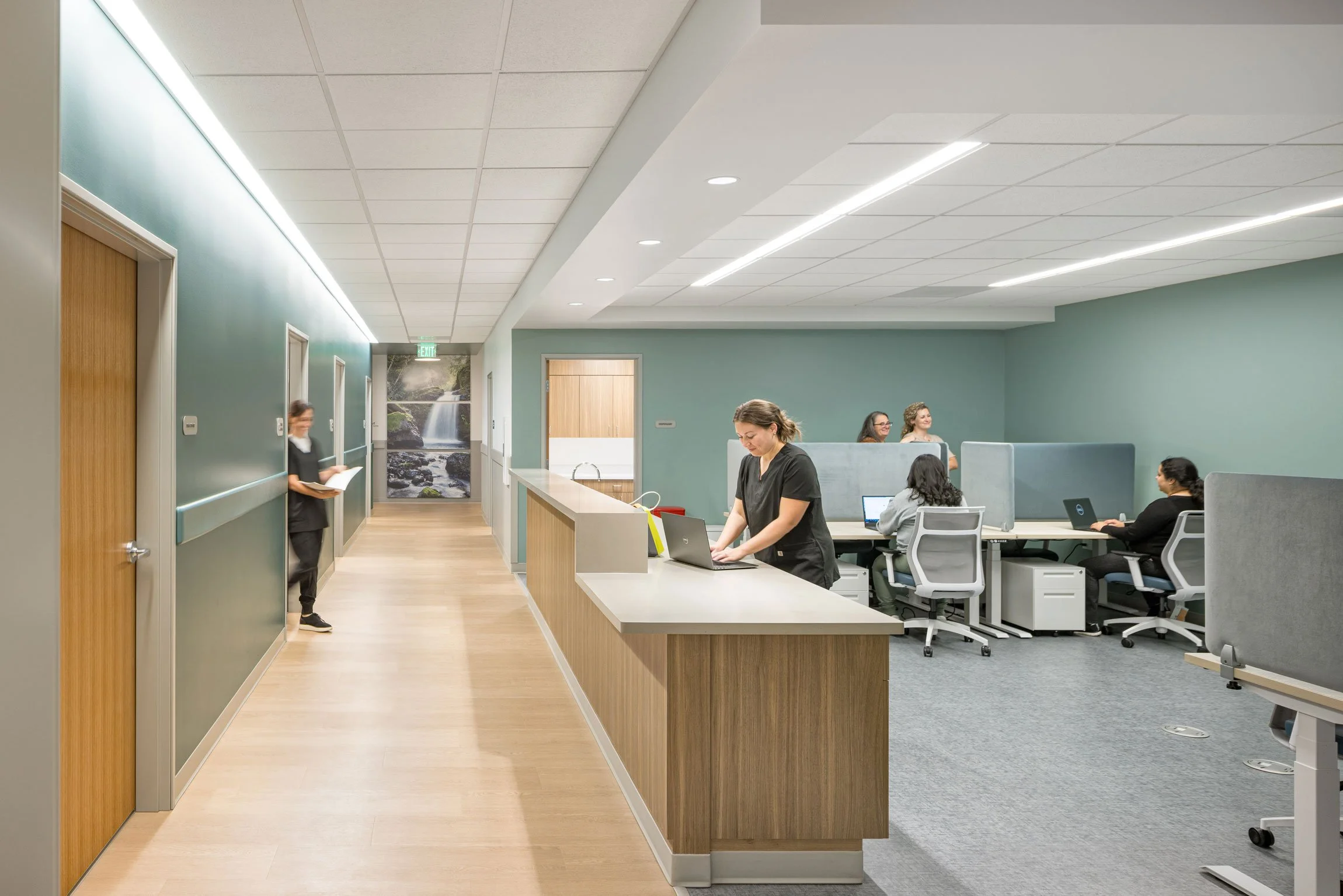 Staff in back administration area