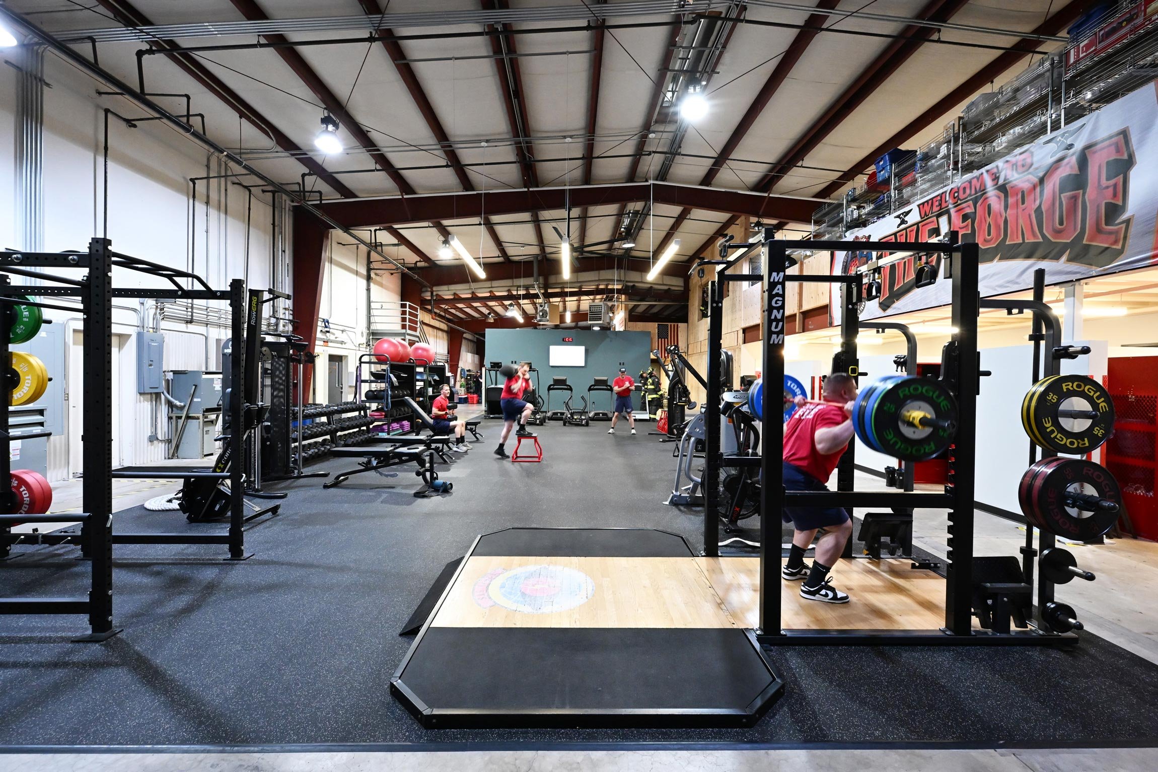 Fitness area with weight machines