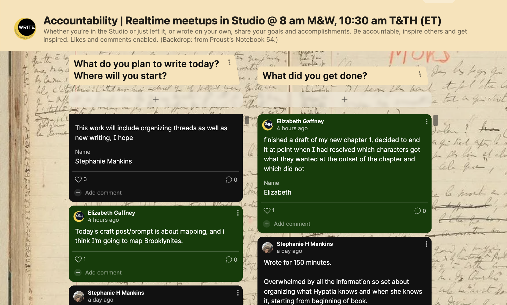 accountability - post your daily writing goals or accomplishments