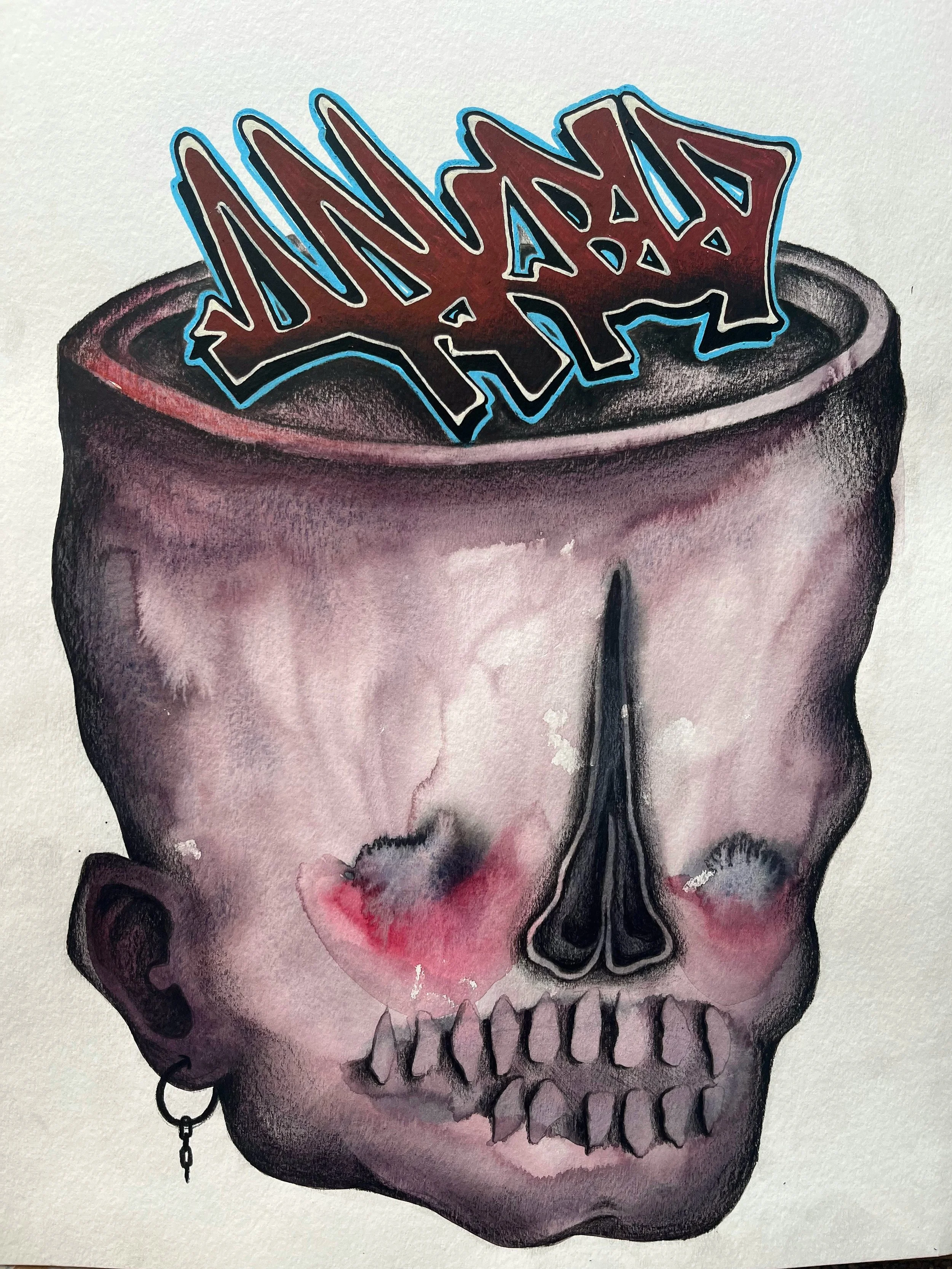 Dark Ballad x Klaudia collab. Paint pens and watercolour. 2024.