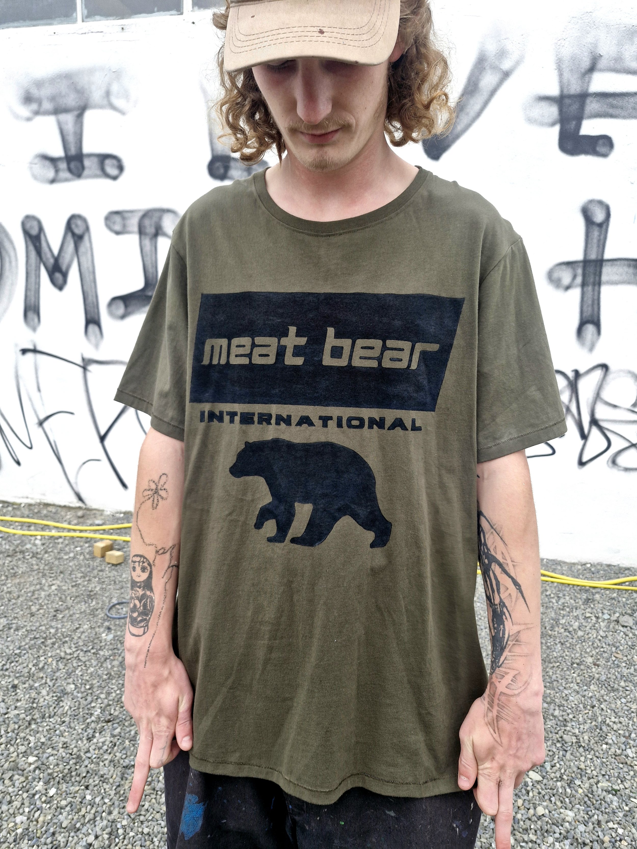 Meat Bear International woodblock tee. 2025