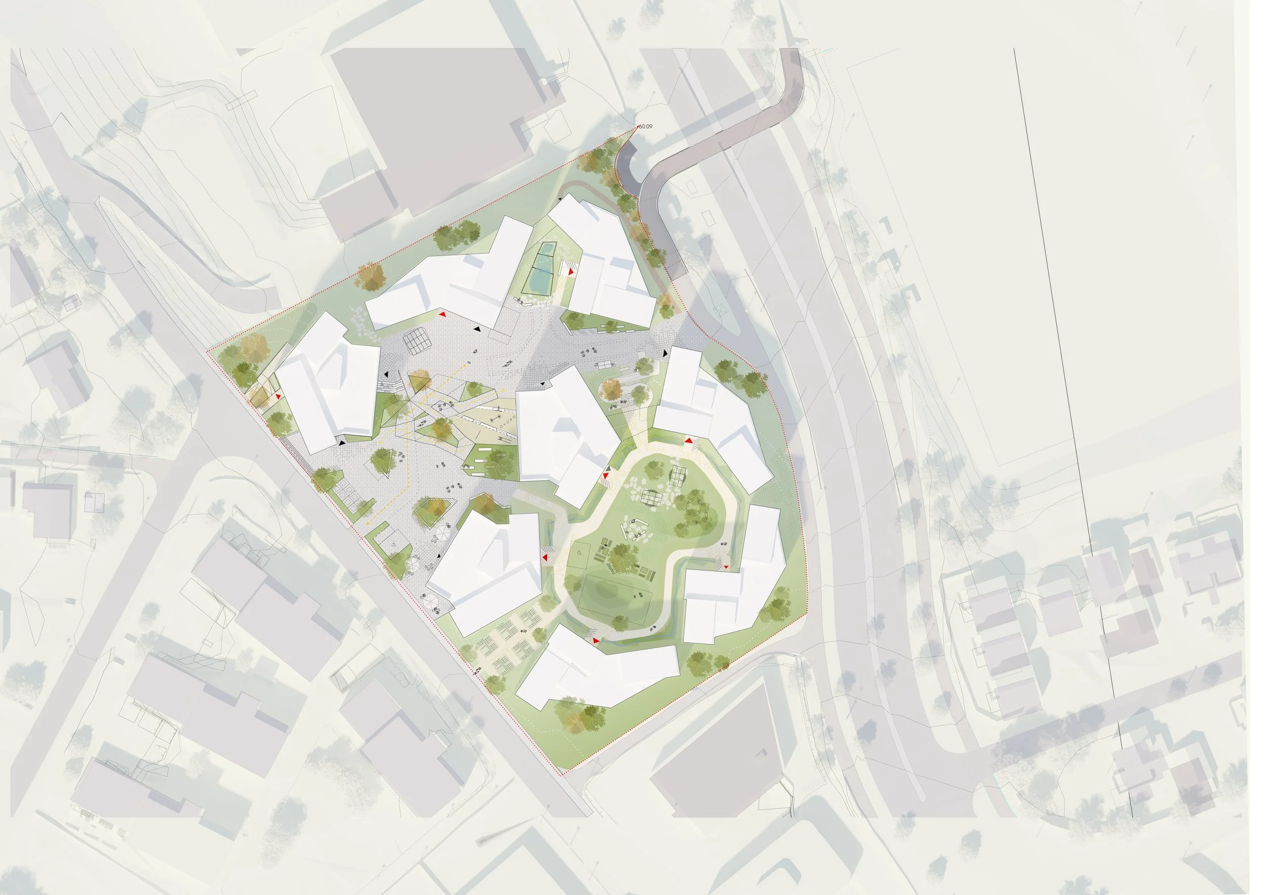 Landskapsplan for Nardoveien studentboliger av A-lab