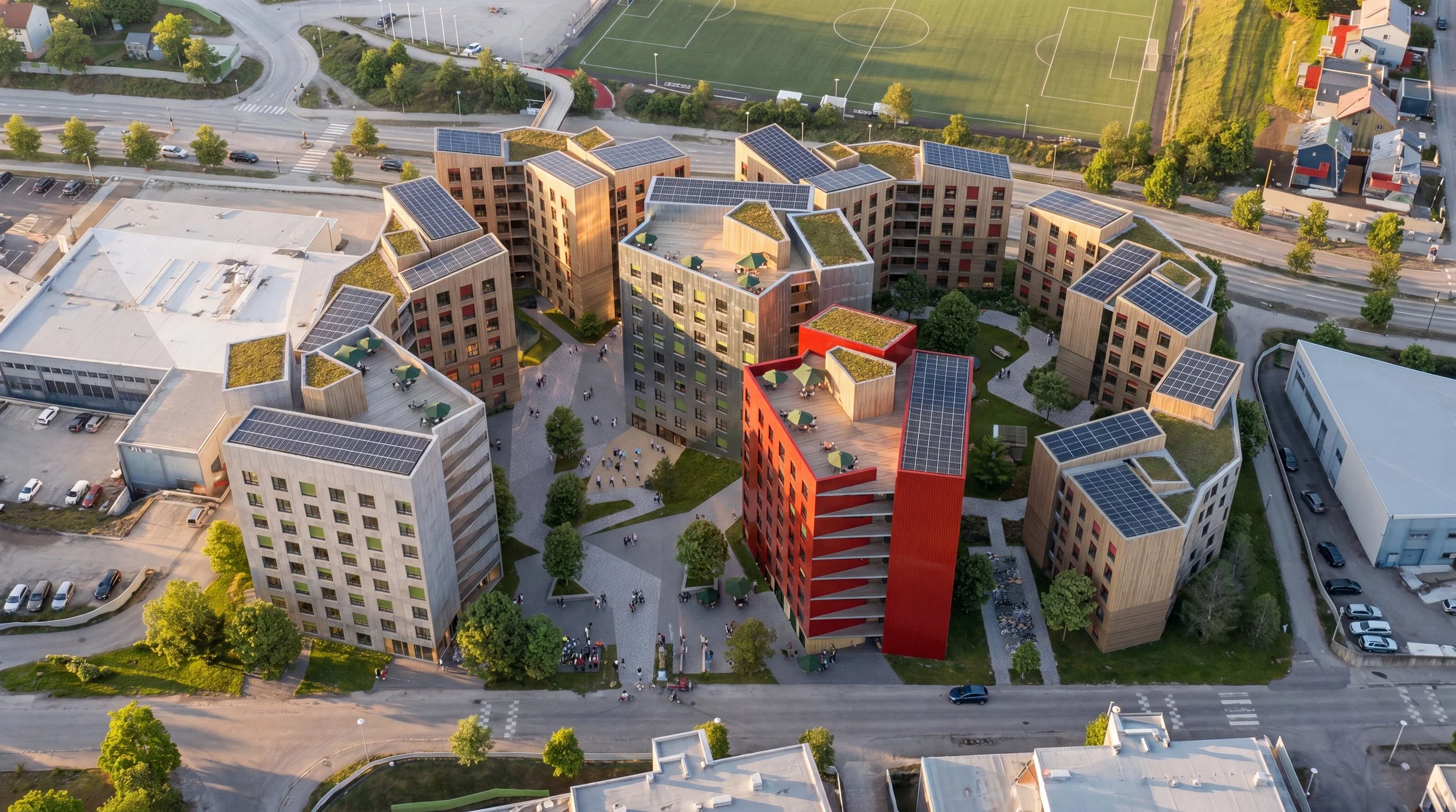 Fugleperspektiv fra studentboligene. Av A-lab.