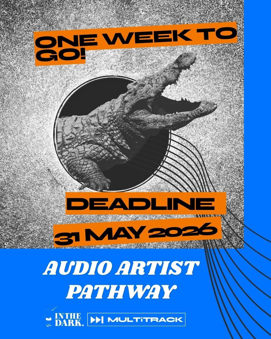 One week before applications close for the Audio Artist Pathway. 
See link in bio for more info, FAQs and applications 

https://www.multitrack.uk/audio-artist-pathway