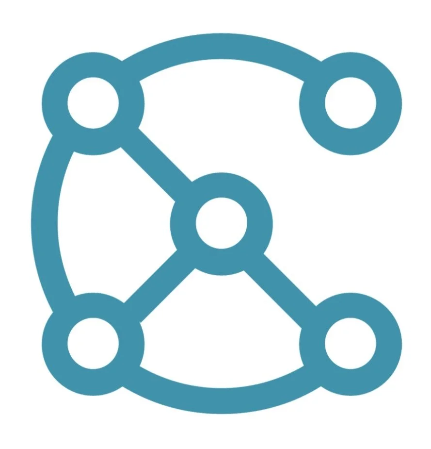 Illustratie van een netwerk of connecties met zes verbonden punten.