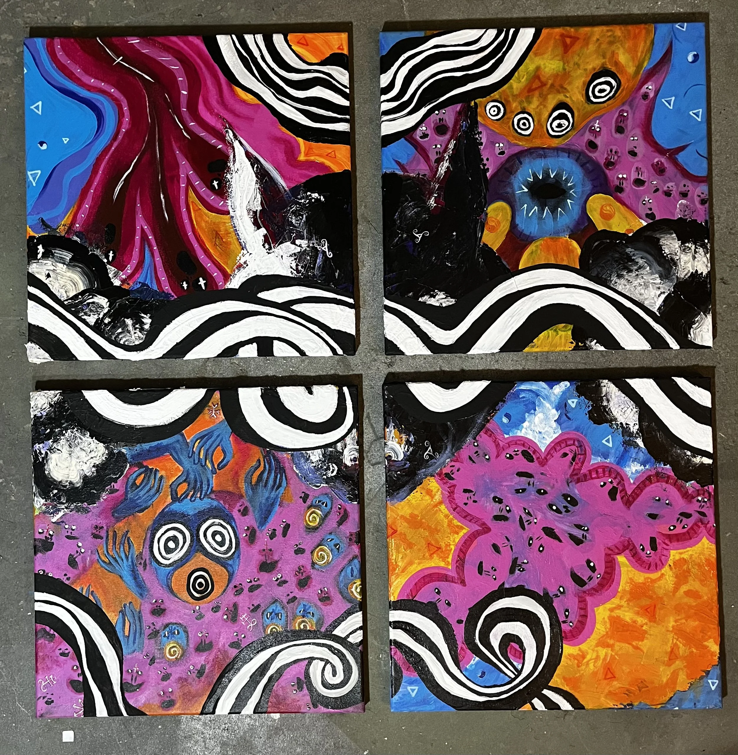 CatsOnAc!d Original 4 piece Painting. Will Be For Sale in the Future.