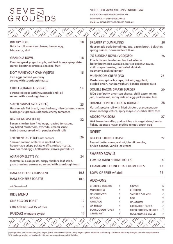 Menu — SEVEN GROUNDS