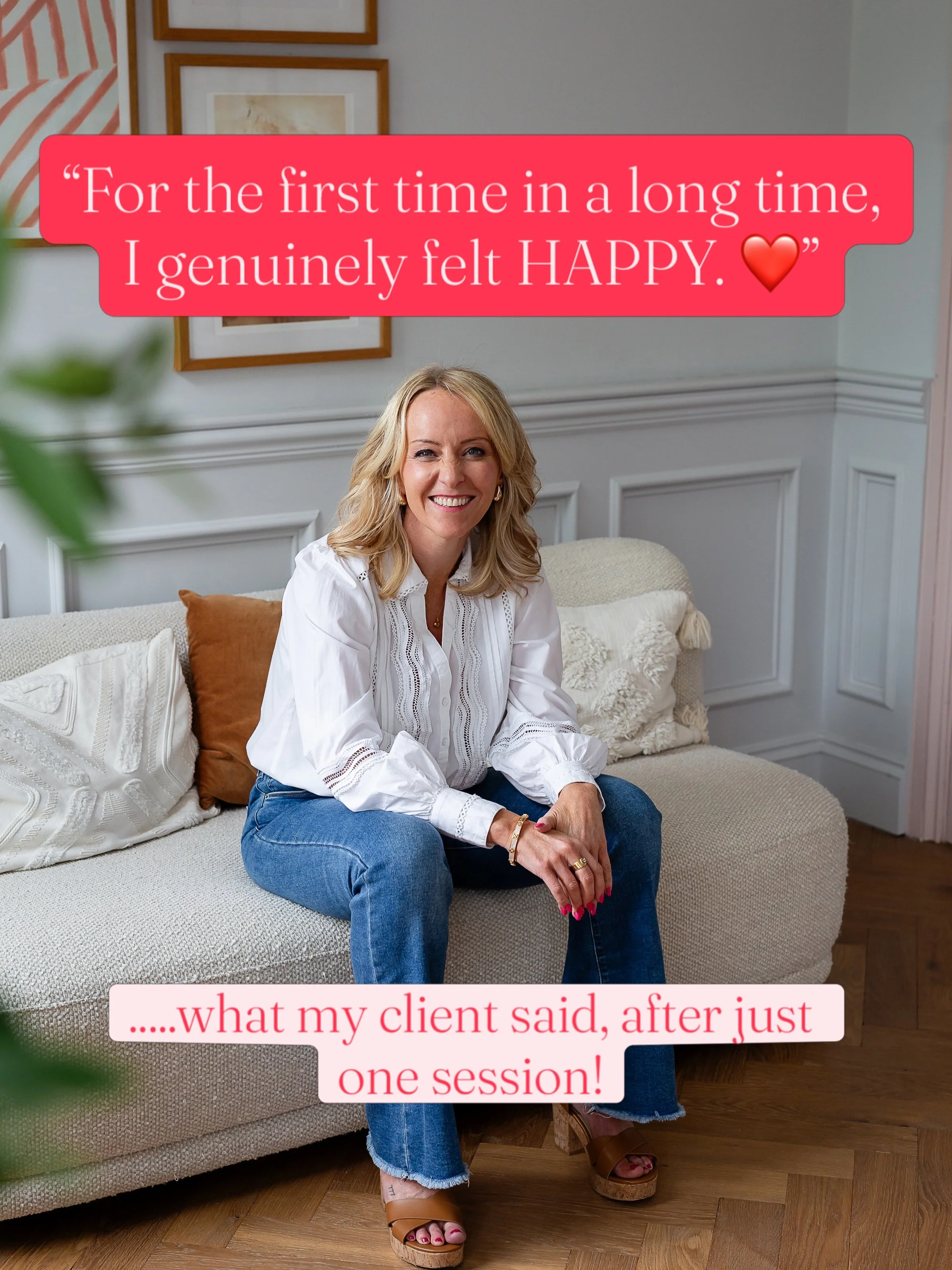 Want to know how amazing you could feel after just ONE coaching session with me? 🤔✨

One of my lovely new clients messaged me after her first session, and it made my heart sing! 😍❤️

She said she felt physically taller, as though a weight had lifte