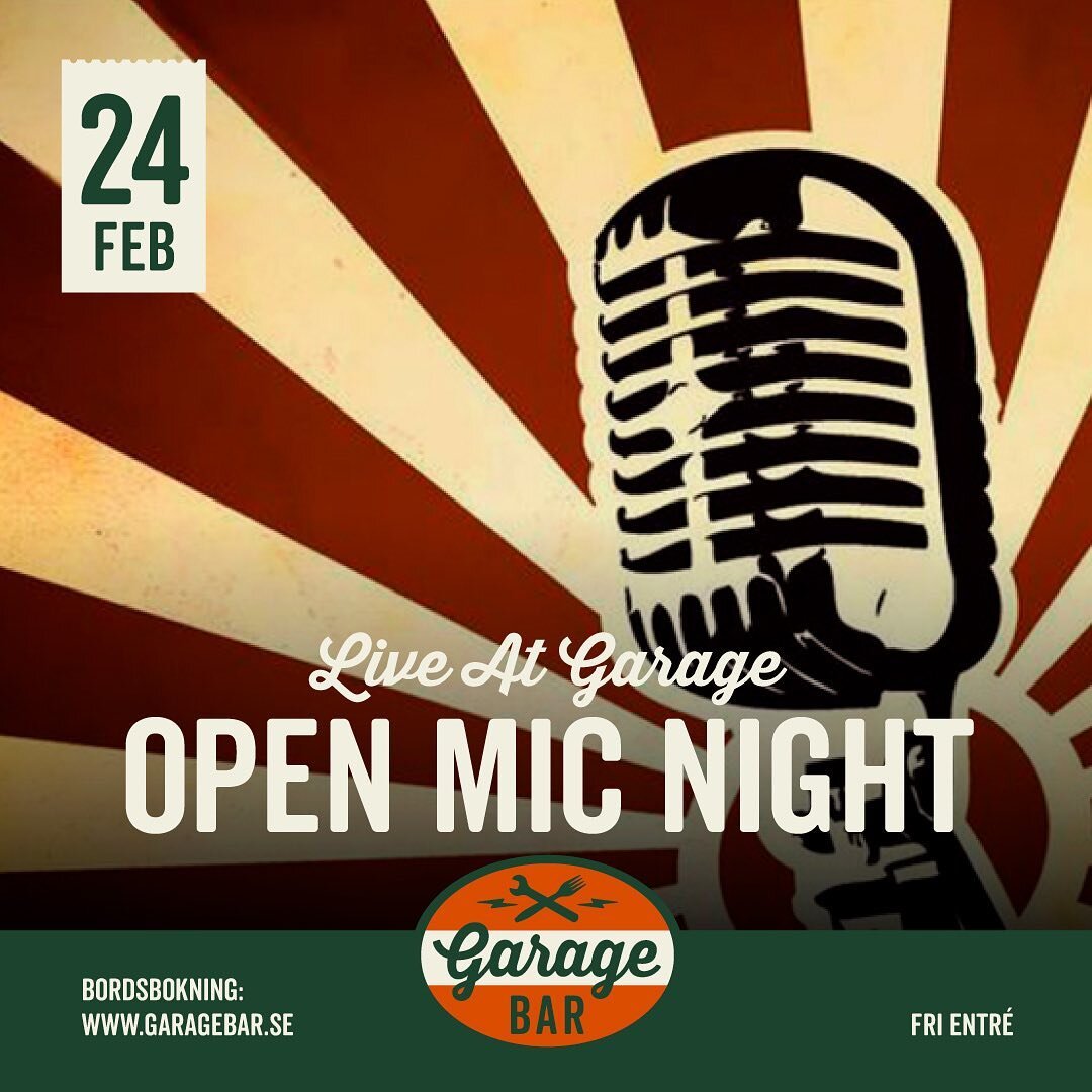 Torsdag 24/2 kl.19.30 &auml;r det &auml;ntligen dax f&ouml;r &aring;rets f&ouml;rsta Open mic night i Verkstan!!💫

G&ouml;tt h&auml;ng, go musik och scenen &auml;r din!! 🍔🎤🍻

Anm&auml;l dig till music@garagebar.se om du/ni vill spela/sjunga.

#&o