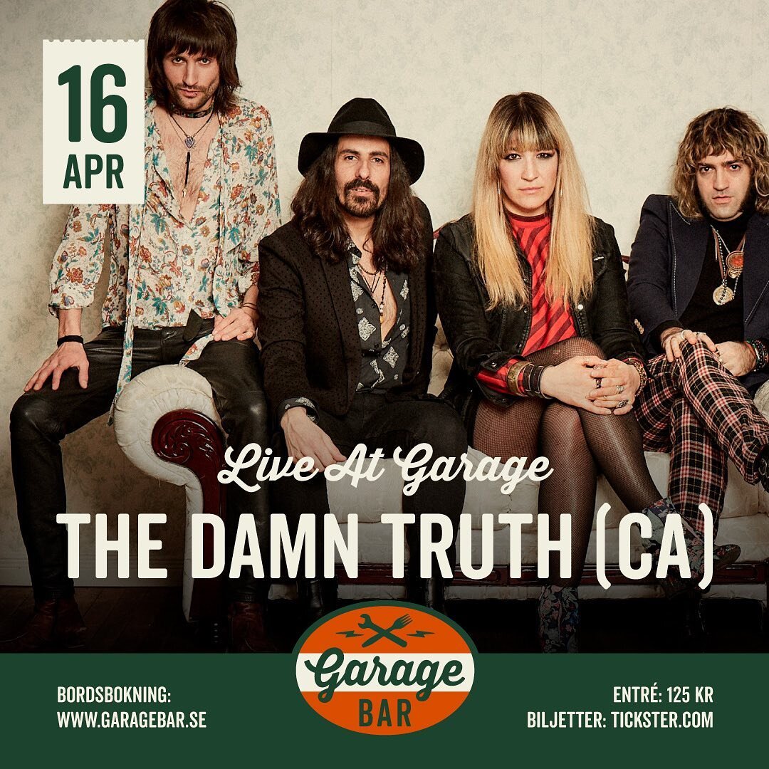 NYA DATUM 👀
&bull;The Damn Truth (CAN) 16/4 @thedamntruth 
&bull;Jesper Lindell 30/4 @jesperlindellmusic 
K&ouml;pta biljetter g&auml;ller 🎫 @ticksterab 

#garagelive #livemusik #sweden #sk&aring;ne #h&ouml;gan&auml;s #highnose #konsert #garage #ga