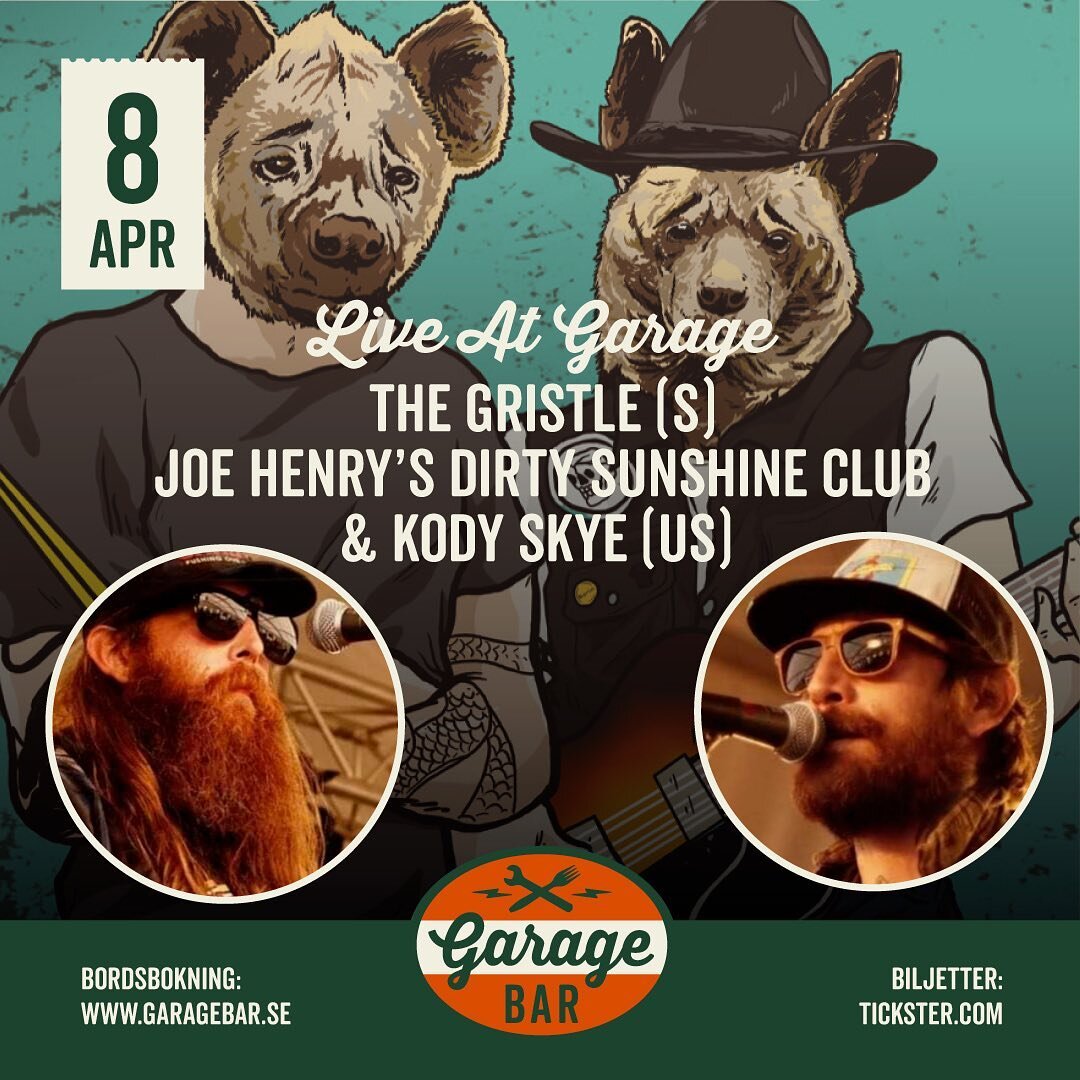 Konserter p&aring; @garagebar.se i April 🤩 
Biljetter: Tickster.com 🎫 
Mer info finns p&aring; hemsidan (link i bio) 👀

@joeyhenrysdirtysunshineclub 
@_thegristle @mak_adem @thevirginmarys @thedamntruth @freedomsthlm @jesperlindellmusic 

#garagel