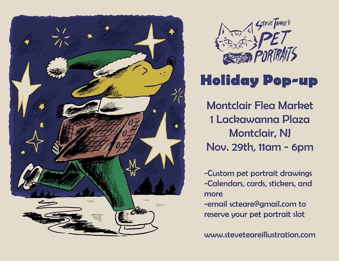 Tomorrow I&rsquo;ll be at the @montclair_flea, with my box of holiday cards, new prints, stickers and more. Premiering at this market will be these original hand drawn and hand crafted ornaments. Molding and gilding by @fleurymade !