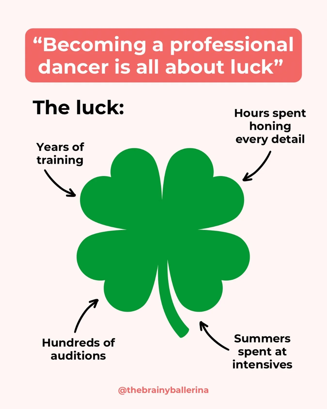 So many dancers I talk to dismiss their hard work as luck - and there&rsquo;s no denying there is certainly a &ldquo;right place, right time&rdquo; aspect to this industry. We also ARE lucky to get to do this as our jobs and can never take that for g