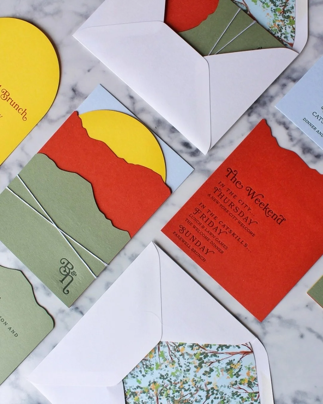 loving all the color in so many of my recent weddings, including this layered mountain invitation suite complete with envelope liners and letterpress details