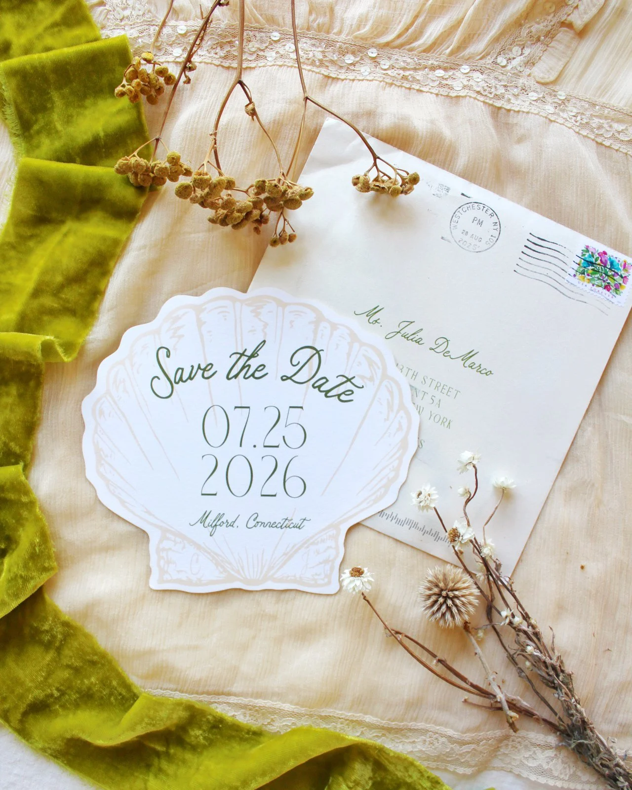 the perfect beach wedding save the dates for christina &amp; justin