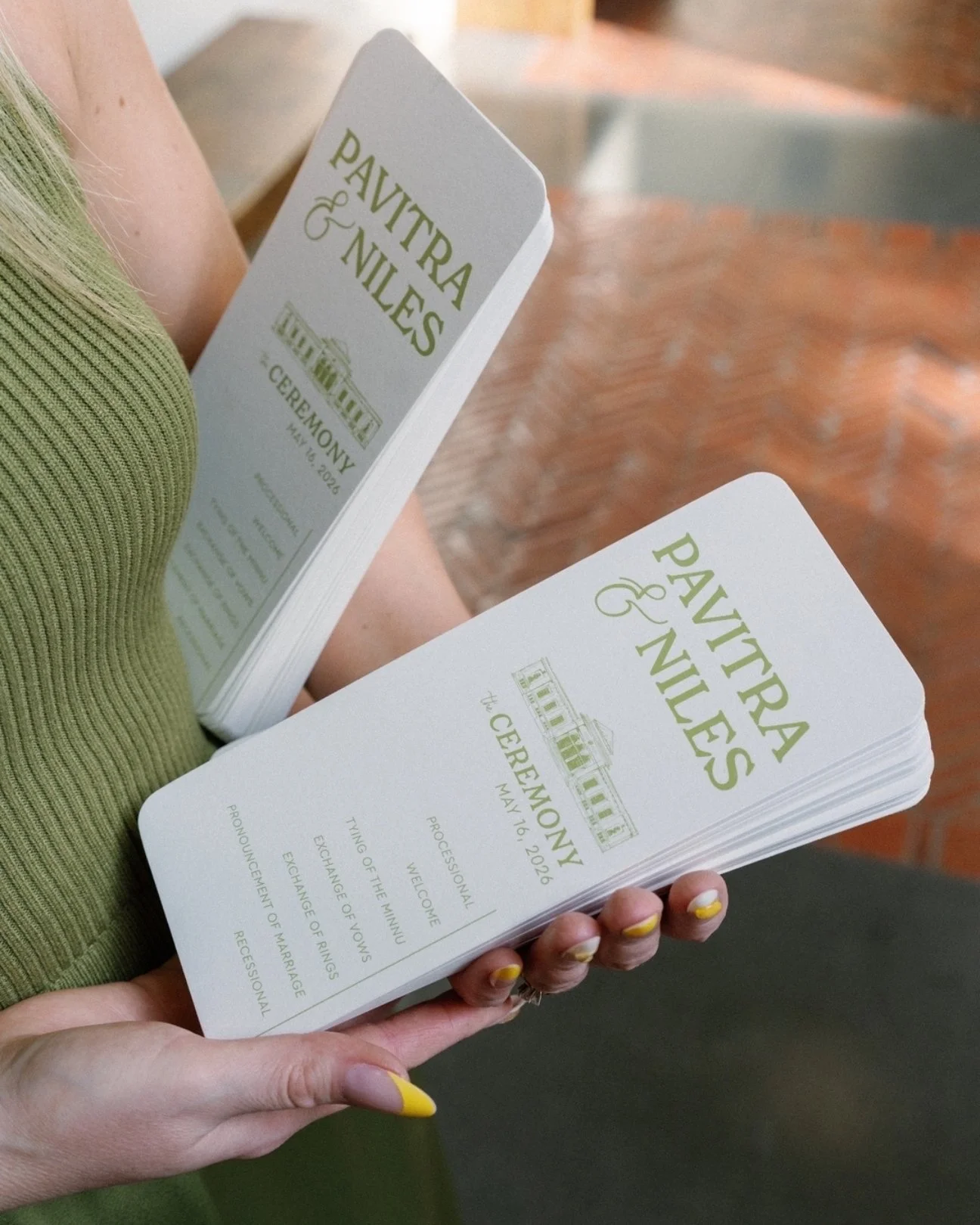 the programs for pavitra &amp; niles

__

Planner, Designer &amp; Florist | Ines &amp; Marie
@inesandmarieevents

Photography | Marina Claire
@marinaclaire

Venue, Food &amp; Beverage | Detroit Institute of Arts
@diadetroit

Entertainment | Blue Wate