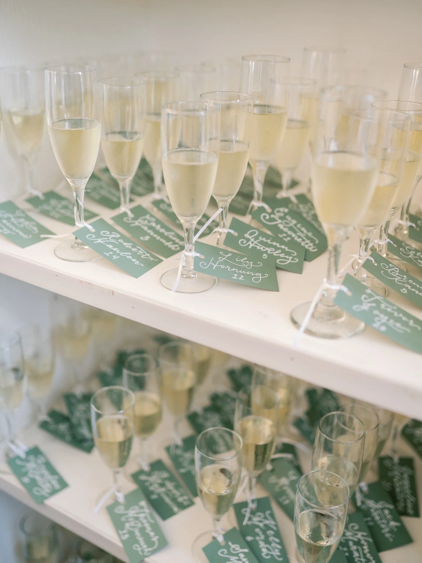 champagne tag escort cards for anna &amp; culver