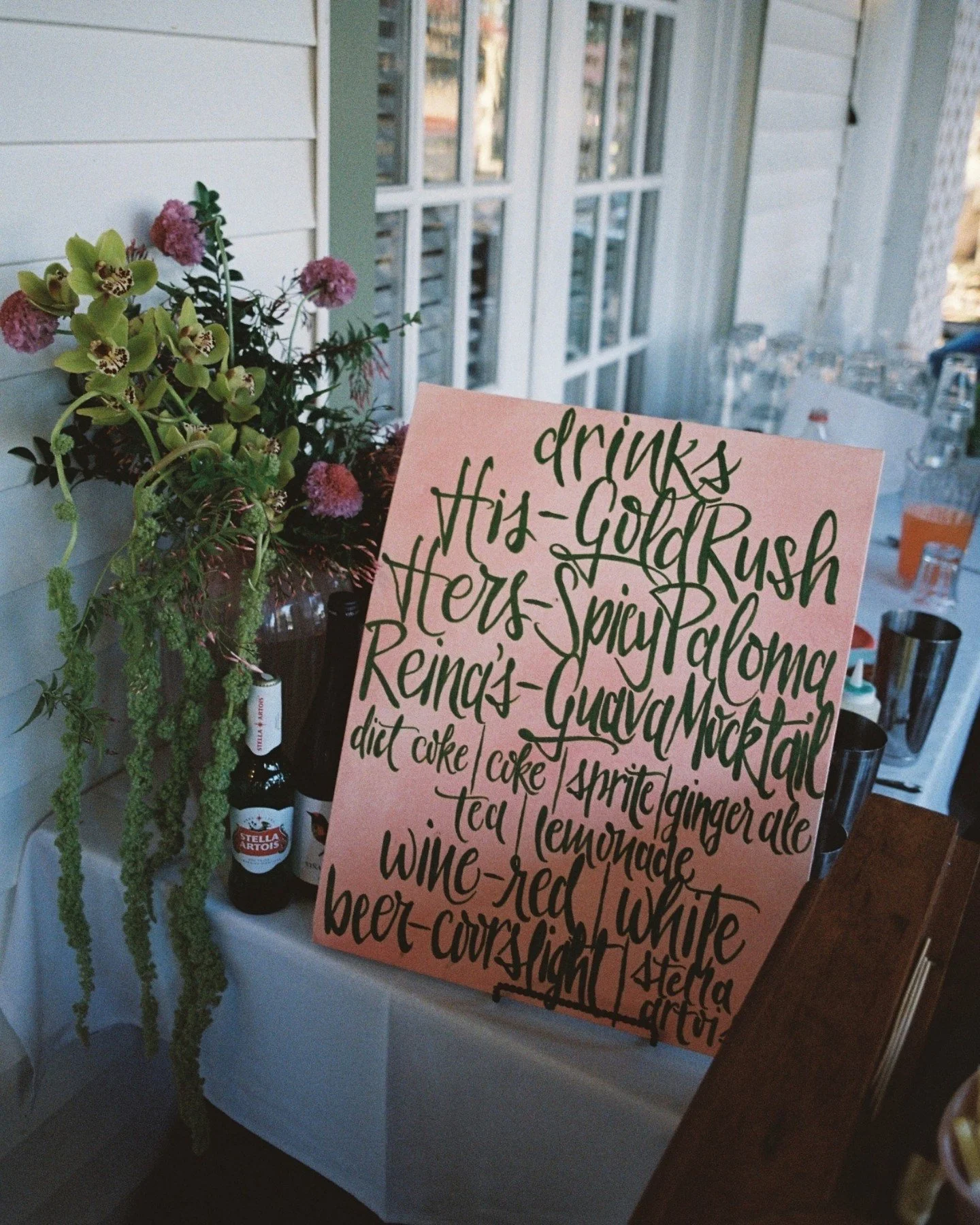 hand-painted canvas bar menu for rachel &amp; philip&rsquo;s wedding

&mdash;
Photography | The Williams Films
@thewilliamsfilms

Venue | Winterbourne Inn
@winterbourne.inn