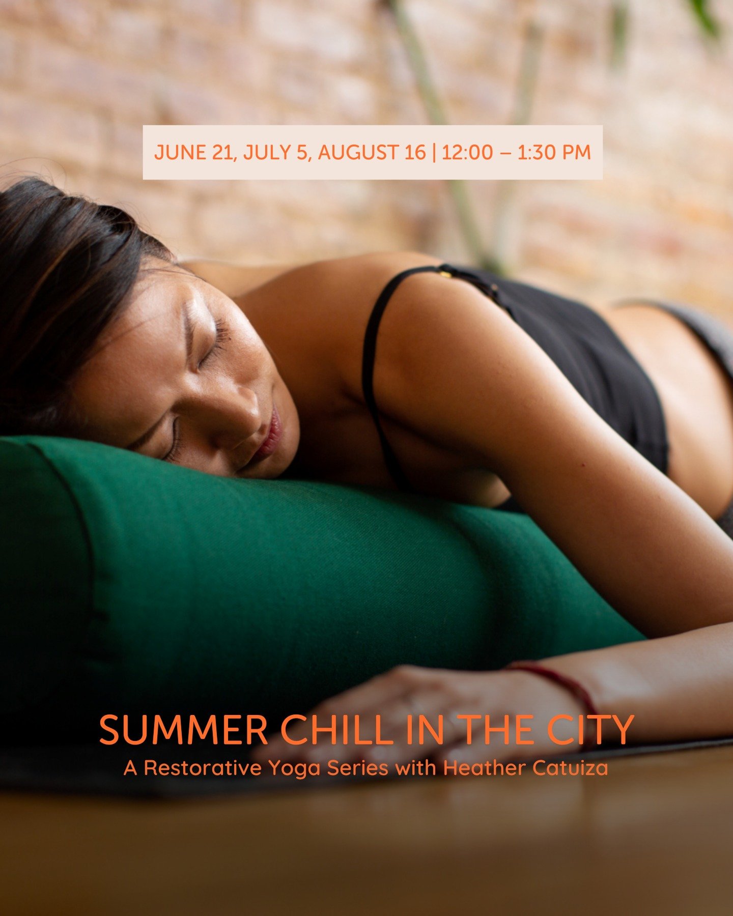 Ready to slow down this summer? 🧘&zwj;♀️

Join Heather Catuiza for a gentle, grounding Restorative Yoga Series designed to help you decompress, reset, and feel at peace.

Each 90-minute session is your chance to:
🫶 Let go of stress
🕯️ Rest deeply 