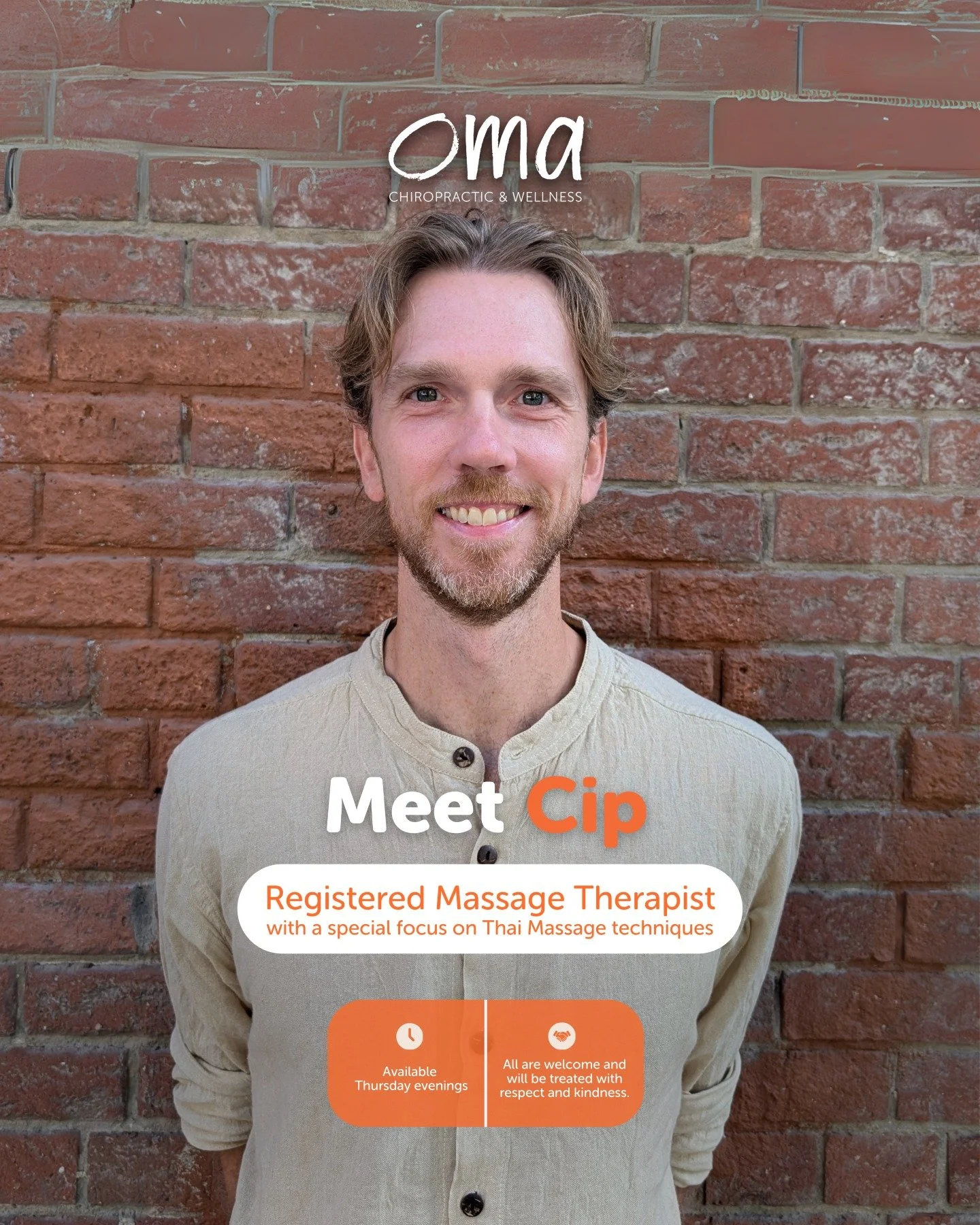 ✨ Meet Cip, RMT! ✨

Cip is a Registered Massage Therapist who brings a kind and grounded approach to every session. With a special focus on Thai Massage techniques, Cip creates a safe and welcoming space where you can feel at ease while supporting yo