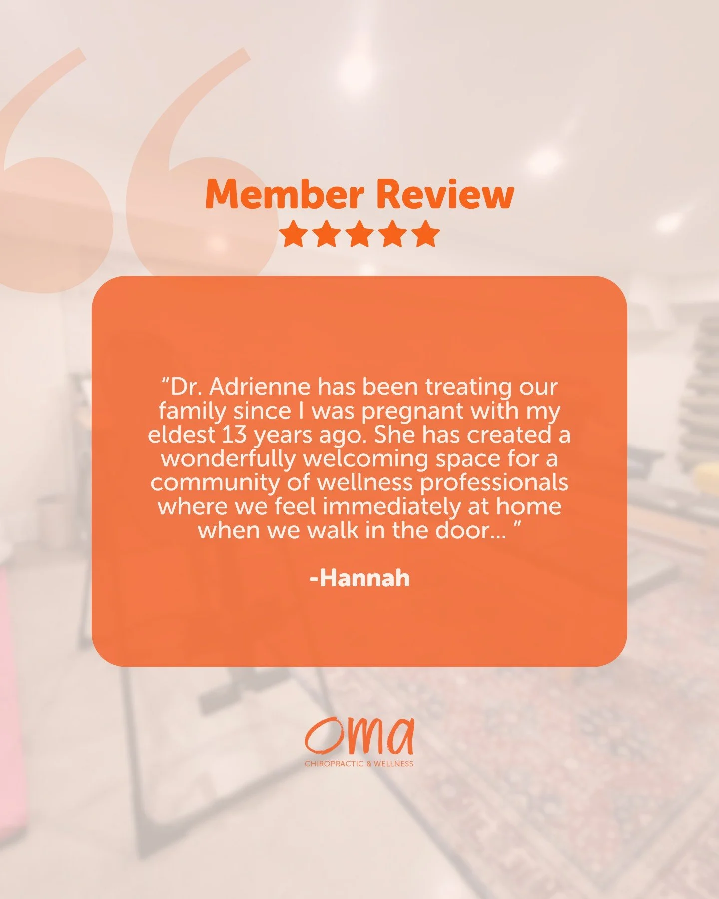 We&rsquo;re so grateful for our amazing community! ⭐️

Hearing how your care at Oma has made a difference means the world to us. From prenatal visits and family care to chiropractic, massage, and psychotherapy, your stories remind us why we do what w