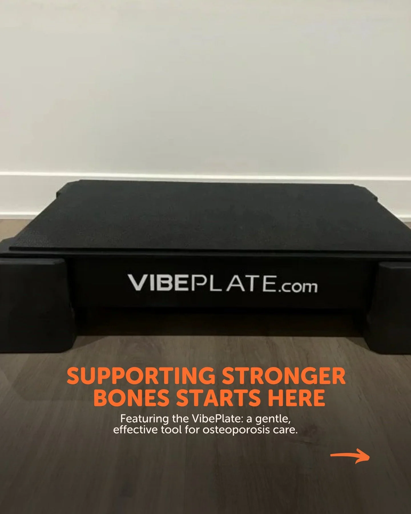 Strong bones need support at every age. This month is Osteoperosis Awareness Month and we are shining a light on how gentle, accessible tools like the VibePlate can help. 🧡

The VibePlate is available for you to use before or after your treatment in