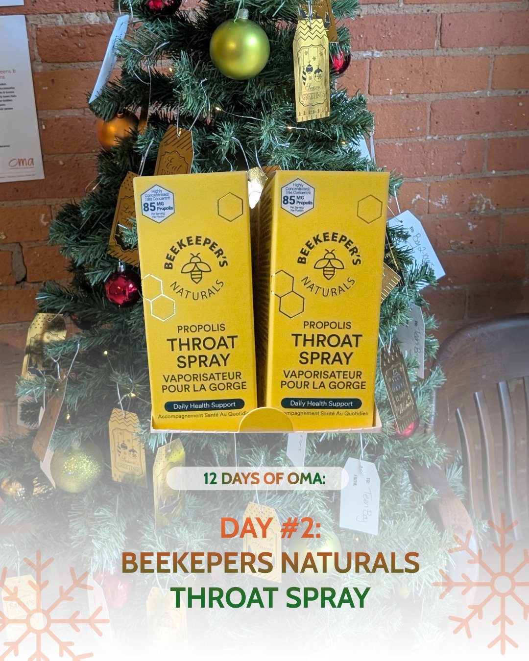 🎄 12 Days of OMA 🎄

Day #2: @beekeepers_naturals Throat Spray 

If your throat feels tired, scratchy, or just not it &mdash; this is your sign.
This spray lives in our clinic bags and coat pockets all winter long - and of course, is available at ou