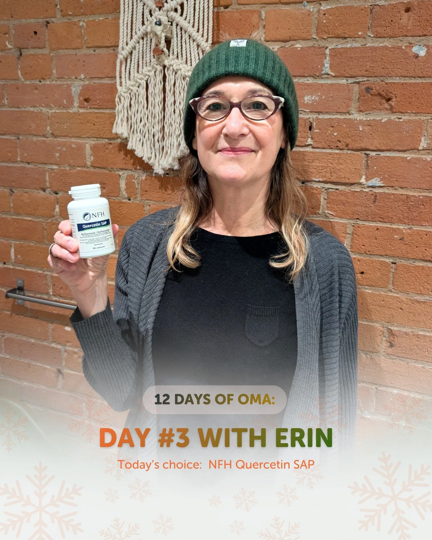 ✨ Day 3 of the 12 Days of Oma ✨

Today we&rsquo;re sharing Erin&rsquo;s favourite pick from the Oma Shop!

Her choice: NFH Quercetin SAP 🌿
Erin appreciates this product for its quality and thoughtful formulation. It&rsquo;s one she often reaches for