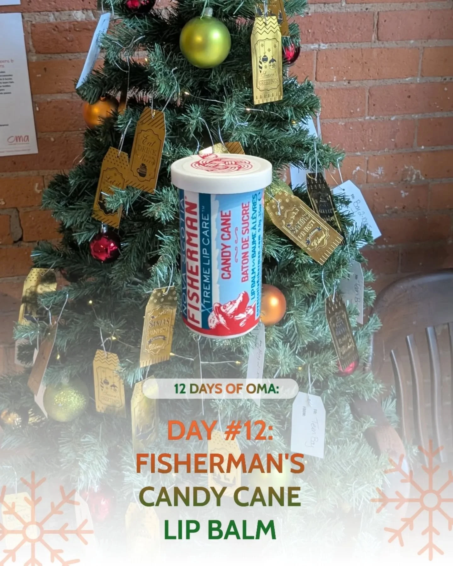 🎄✨&nbsp;Day 12 of the&nbsp;12 Days of OMA&nbsp;🎄✨

We&rsquo;re wrapping up our 12 Days on a sweet (and minty) note with the&nbsp;Fisherman&rsquo;s Candy Cane Lip Balm.

We love it because it actually&nbsp;works&nbsp;&mdash; deeply nourishing, ultra