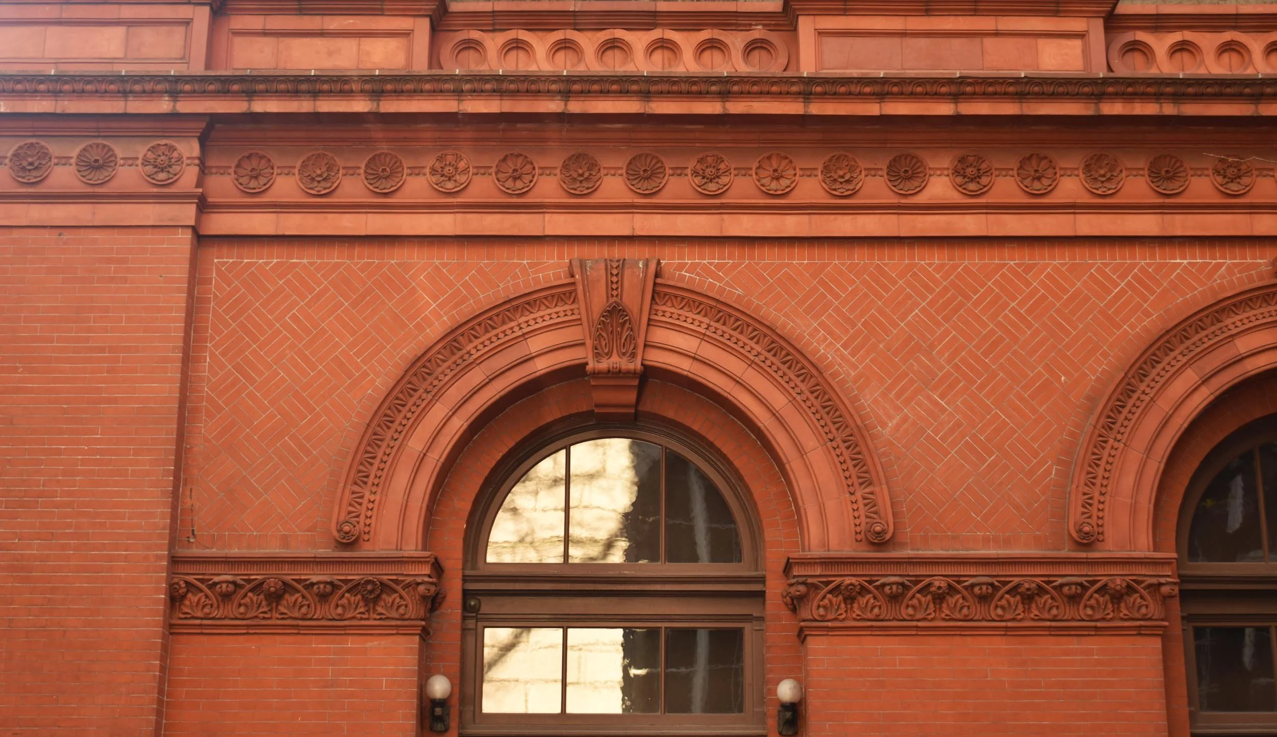 Brick and terra cotta ornament at The Center for Brooklyn History