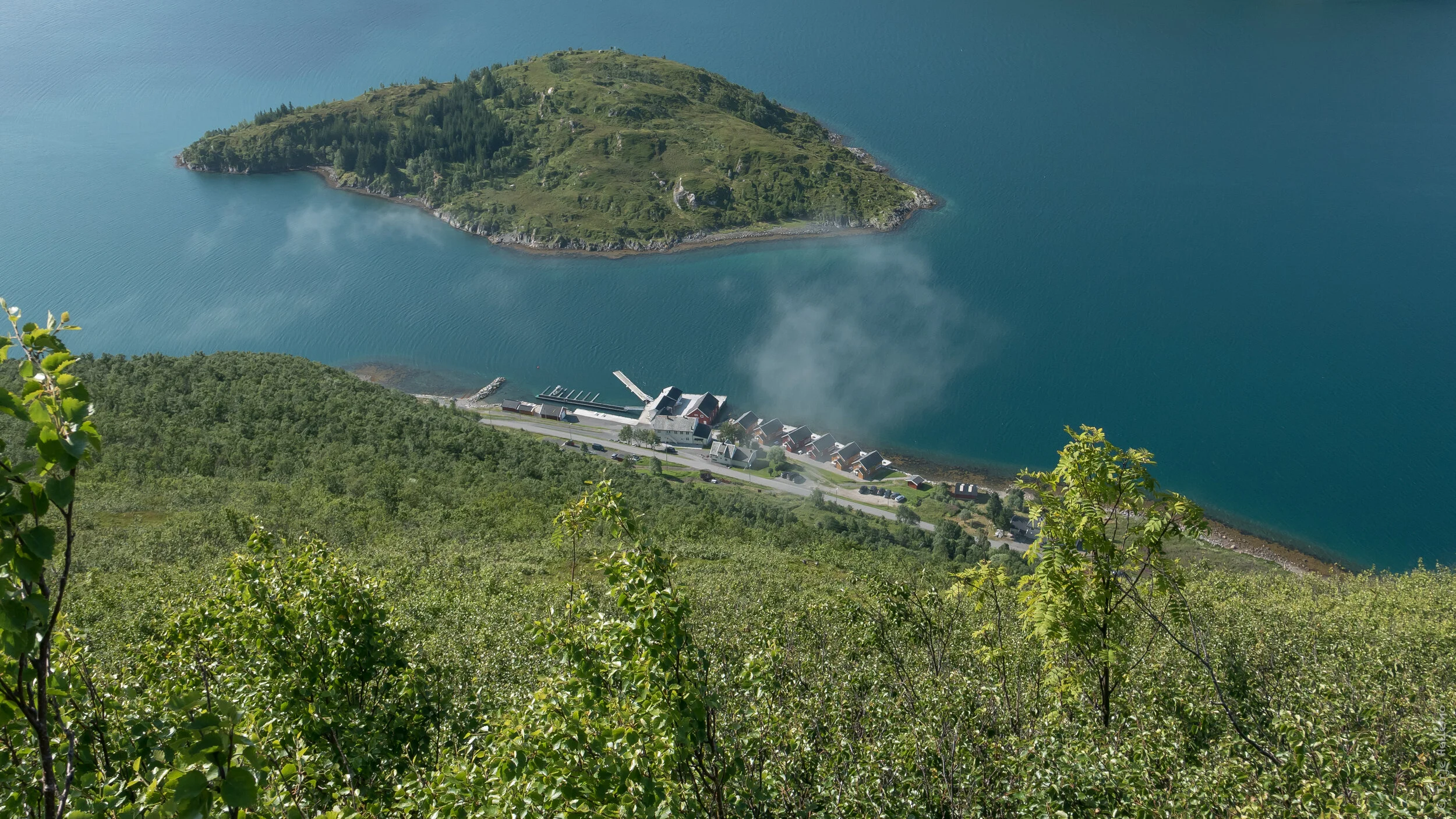 Snart ved tregrensa. Vi kan se bilen fortsatt.