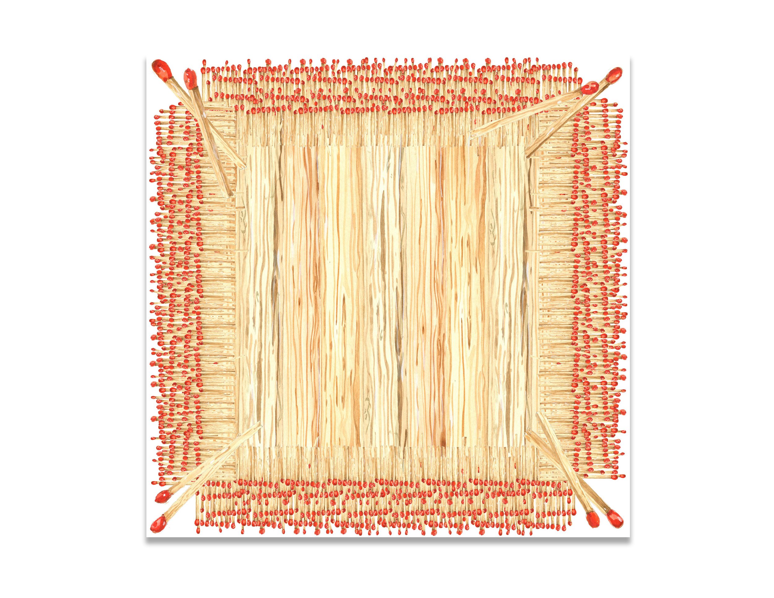 Matchbook Fringe with Wood Tablecloth