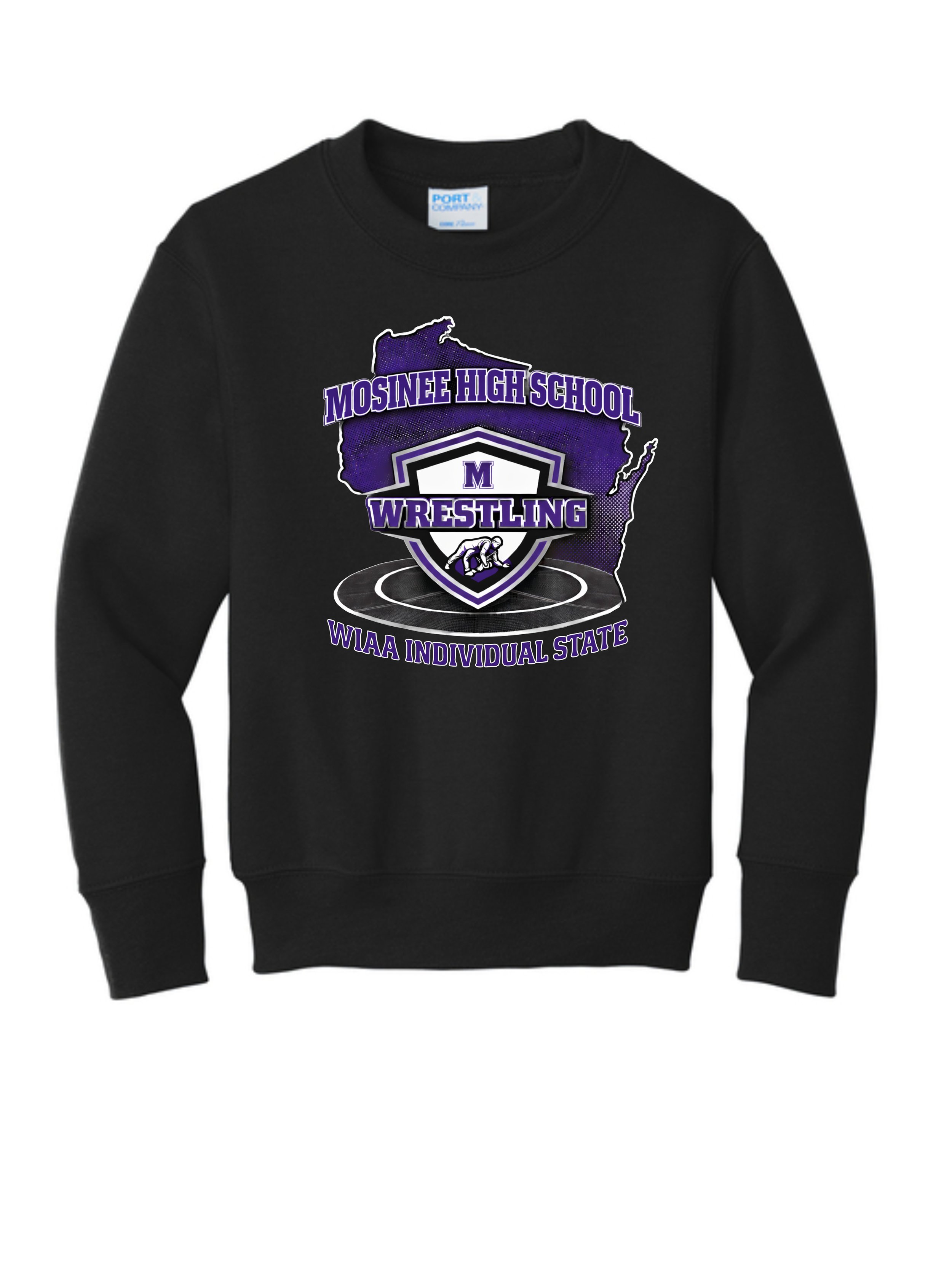 HS State Wrestling Youth State Hockey Youth Port & Co™ Youth Core Fleece Crewneck Sweatshirt. PC90Y