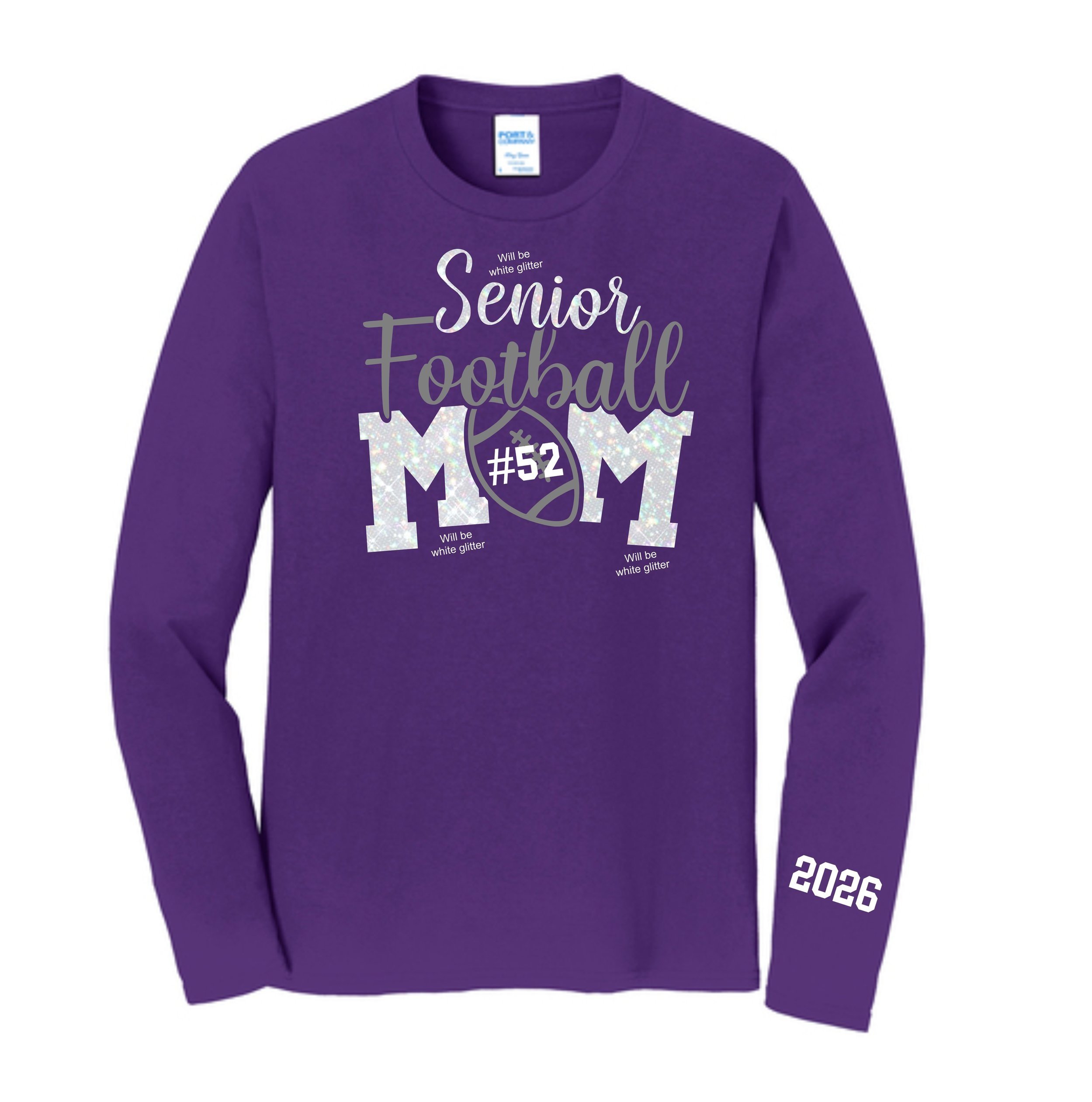 Senior Football Mom Port & Co™ Long Sleeve Fan Favorite Tee. PC450LS (Copy)