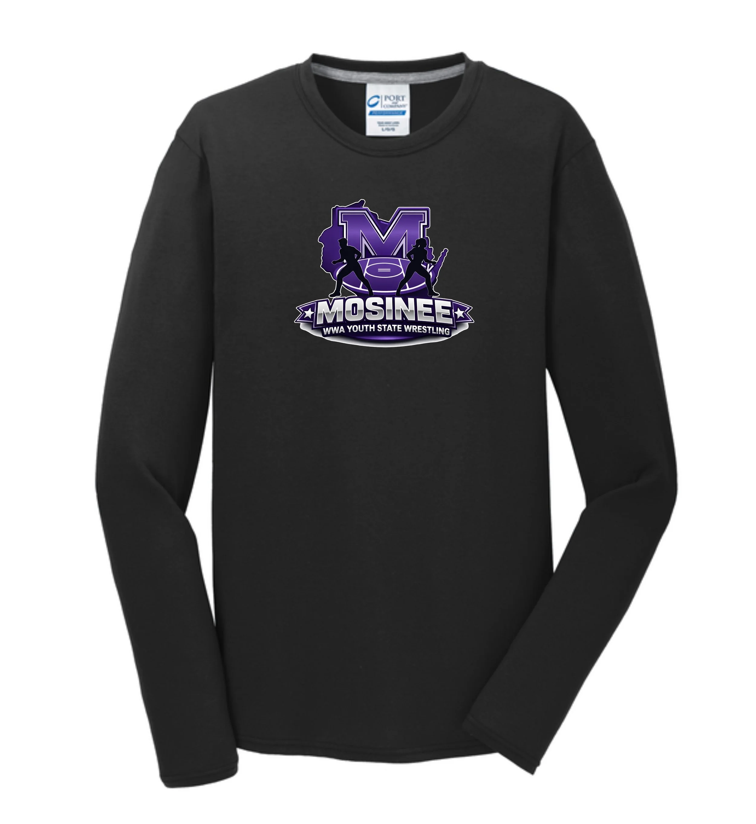 Youth State Wrestling Adult Port & Company® Long Sleeve Performance Blend Tee. PC381LS