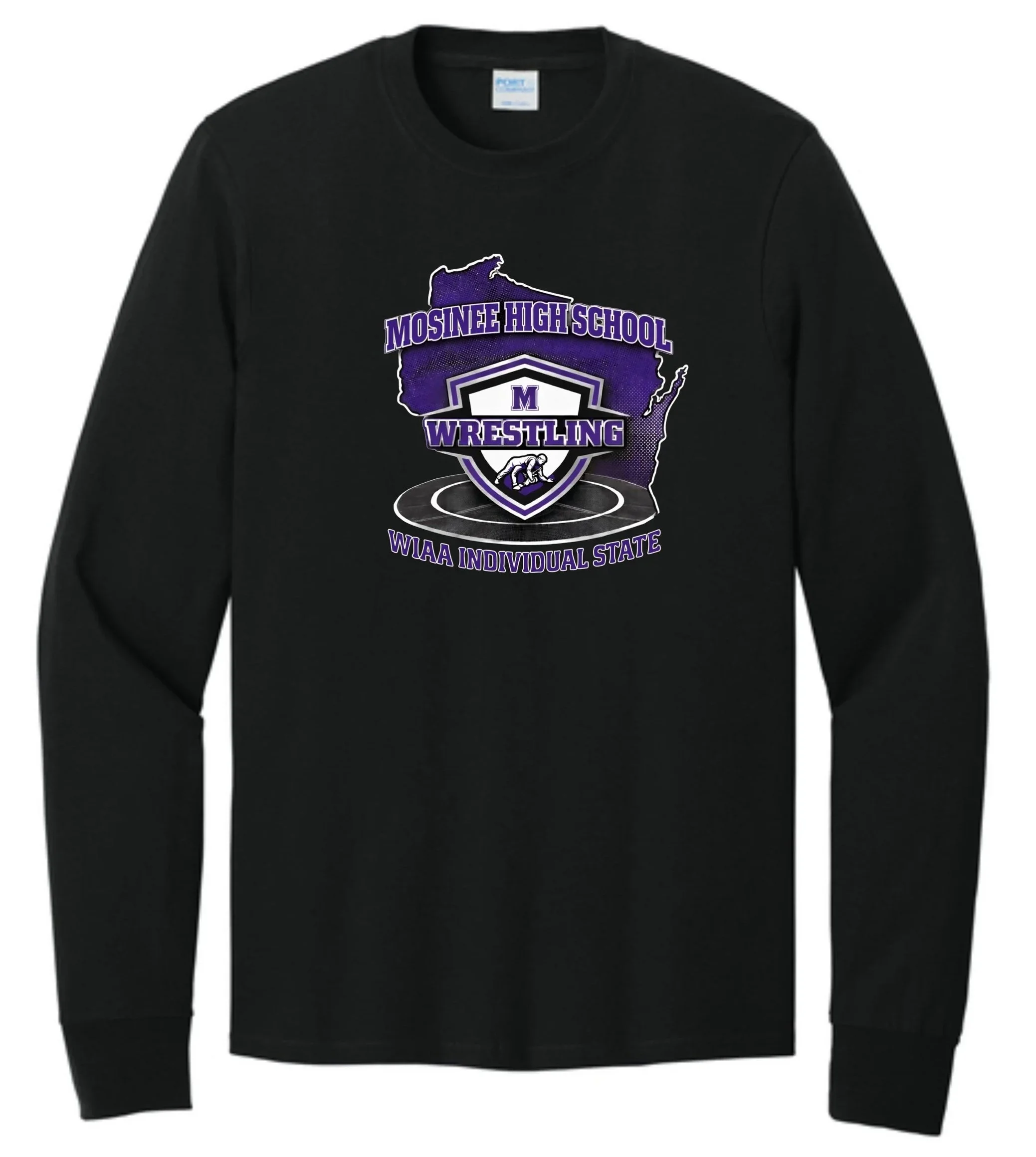 HS State Wrestling Adult Port & Company® Long Sleeve Performance Blend Tee. PC381LS