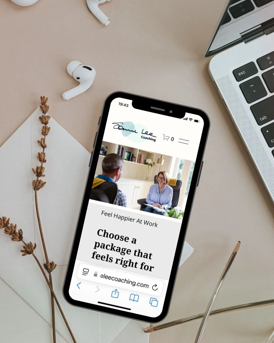 website redesign for dublin career coach - mobile mockup - site by ellawebdesign.ie
