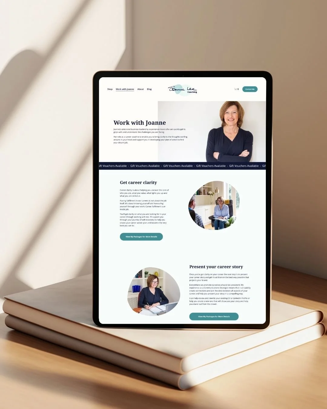 website redesign for dublin career coach - tablet mockup - site by ellawebdesign.ie
