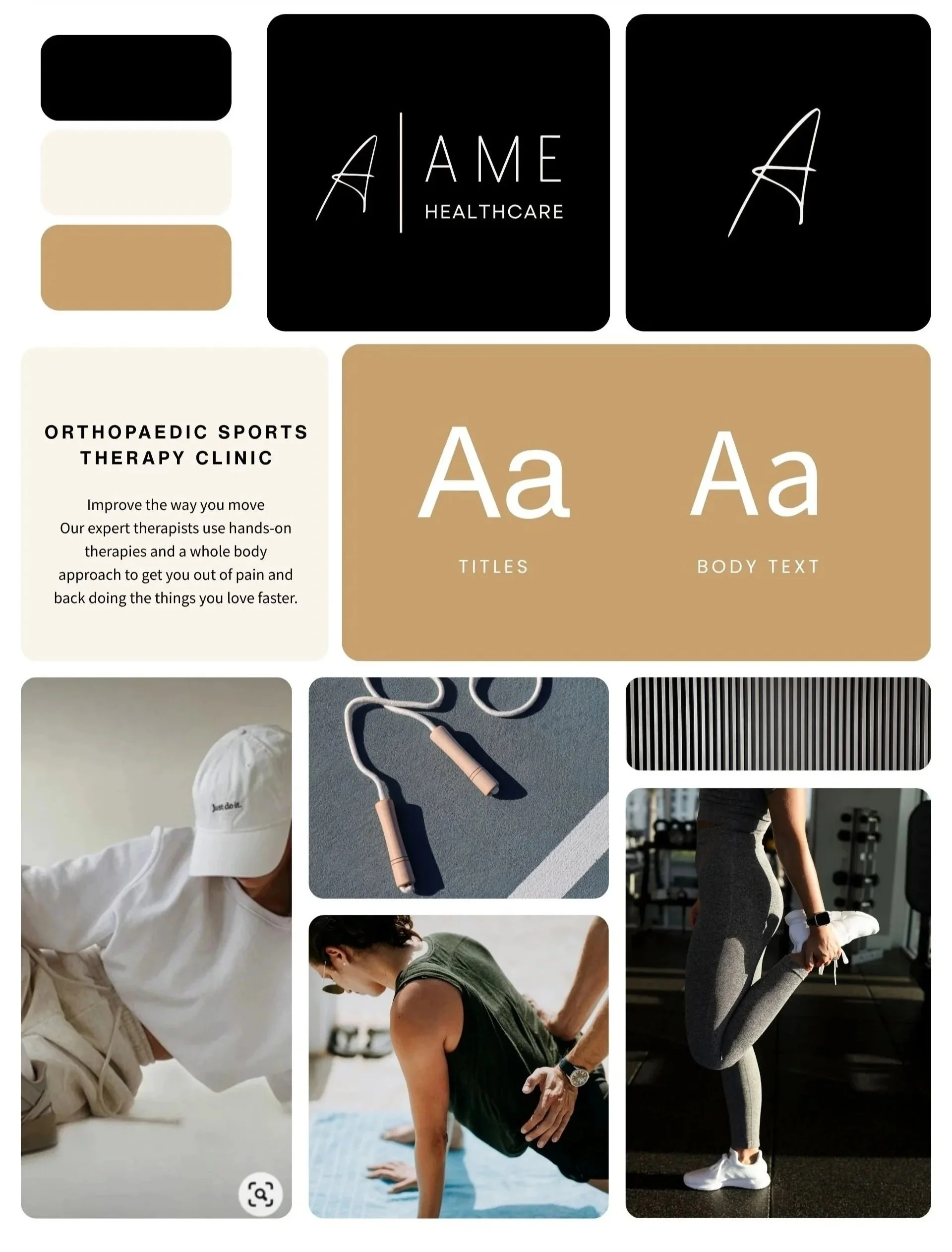 Moodboard for brand design or osteopathy clinic designed by ellawebdesign.ie